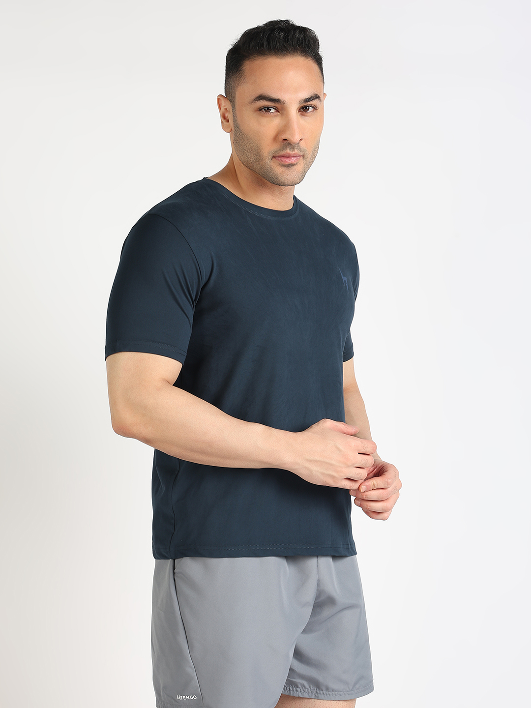 Buy Performance Round Neck T-Shirt in Navy Blue for Men From Fancode Shop.