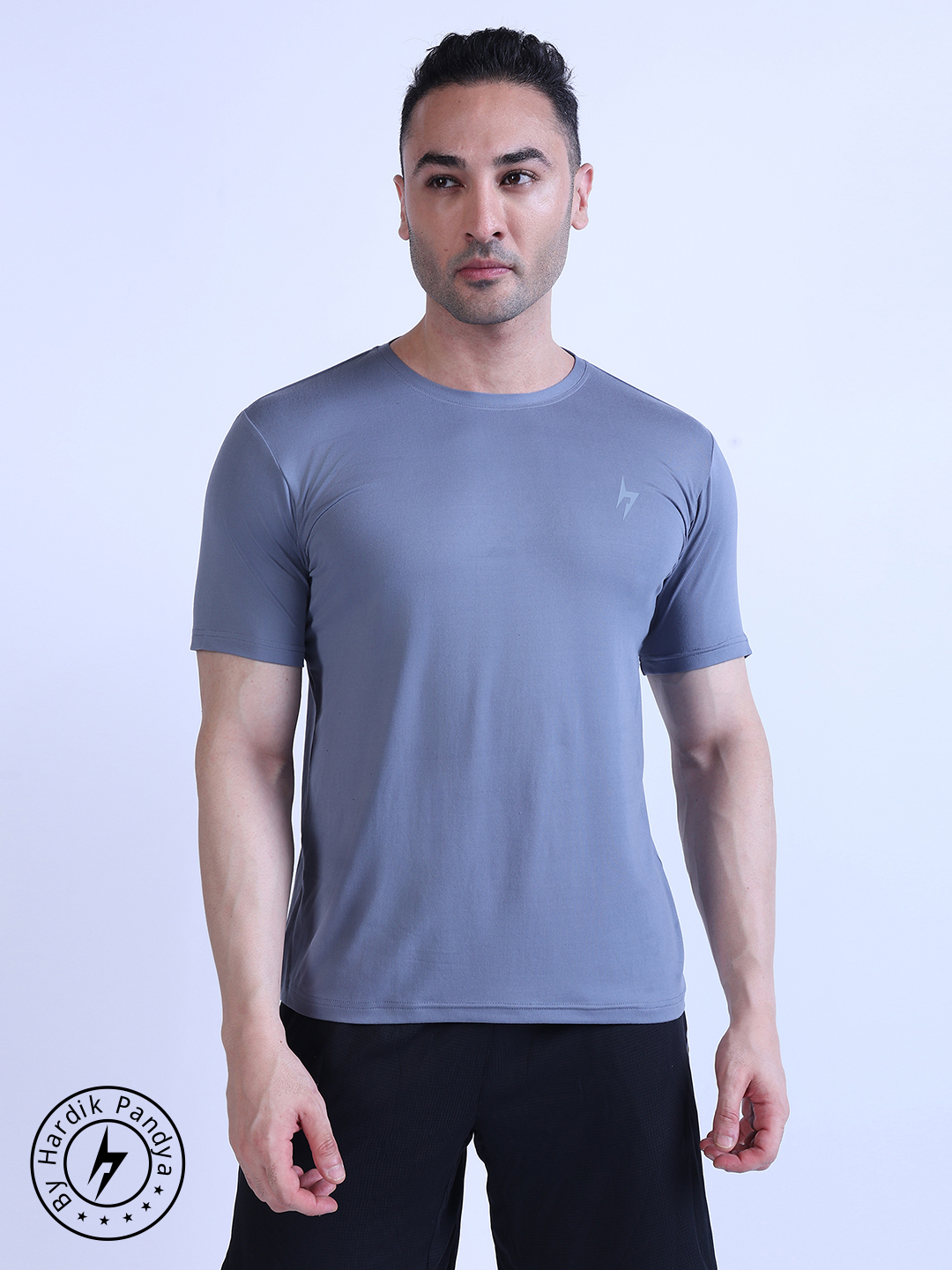 Men Performance Round Neck Quick Dry Grey T-Shirt for Gym, Running, Yoga, Indoor & Outdoor Sports