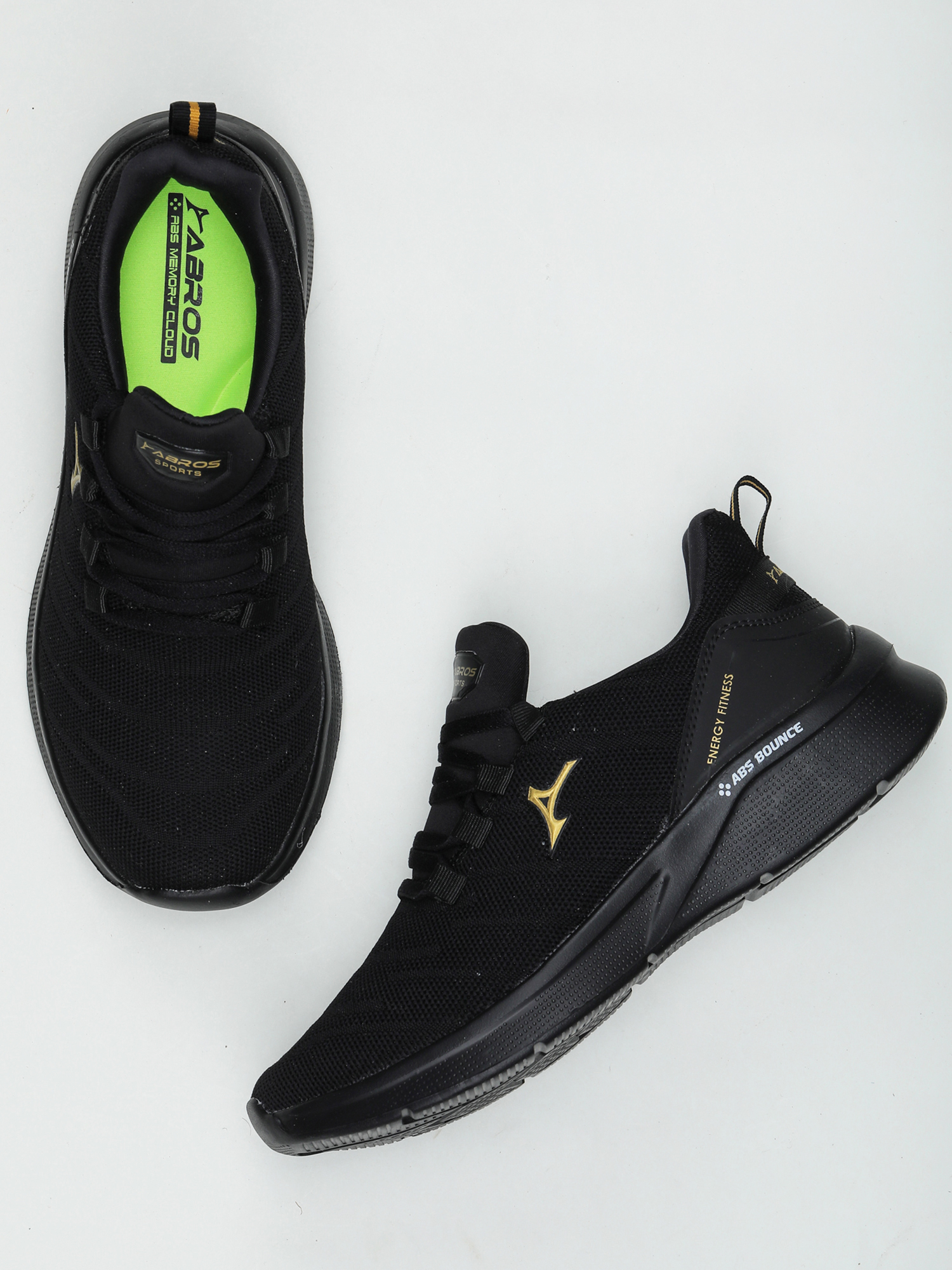 Abros Men Black and Gold Oakland-N Running Sports Shoes (4)