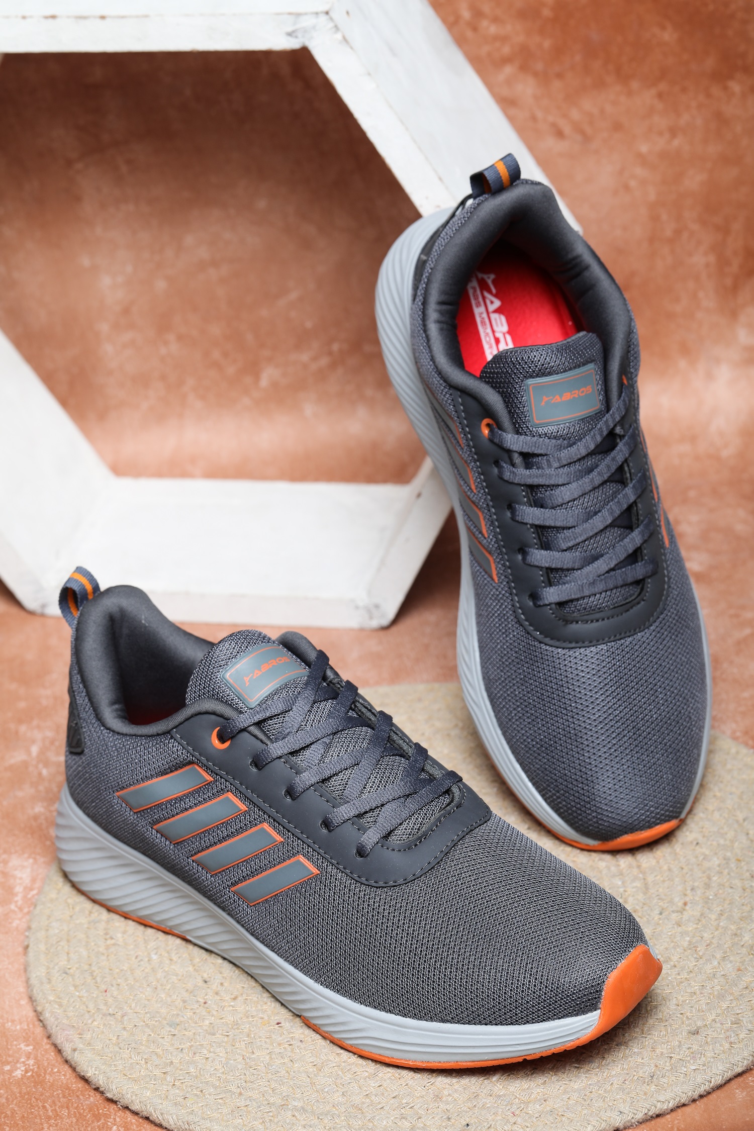 Abros Men Dark Grey & Orange Prime Pro Running Sports Shoes (7)
