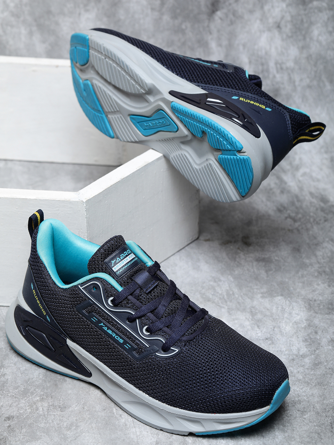 Abros Men Navy Blue & Sea Green DUNCAN Sports Shoes (1)