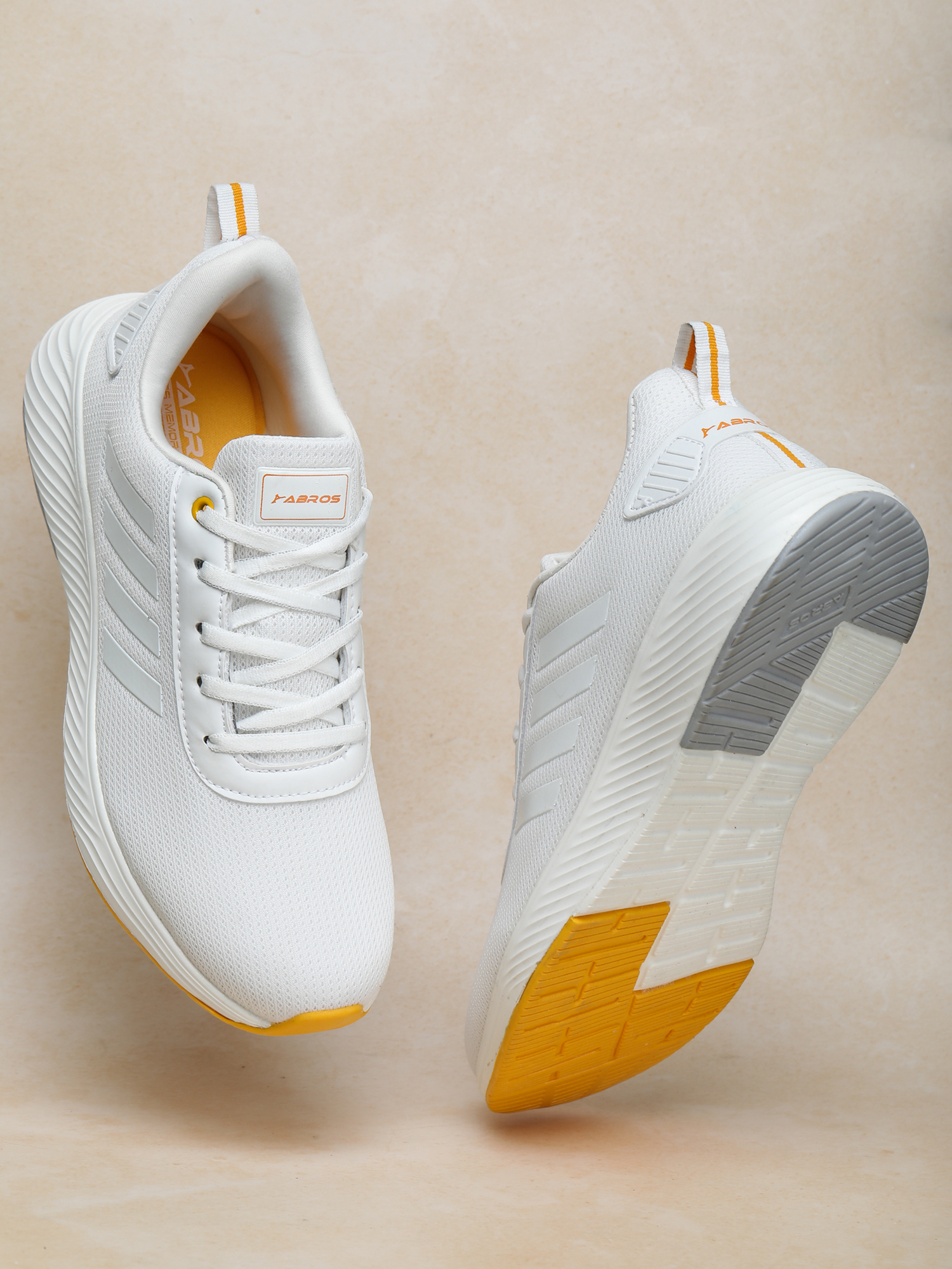 Abros Men White and Mustard Prime Pro Running Sports Shoes (4)