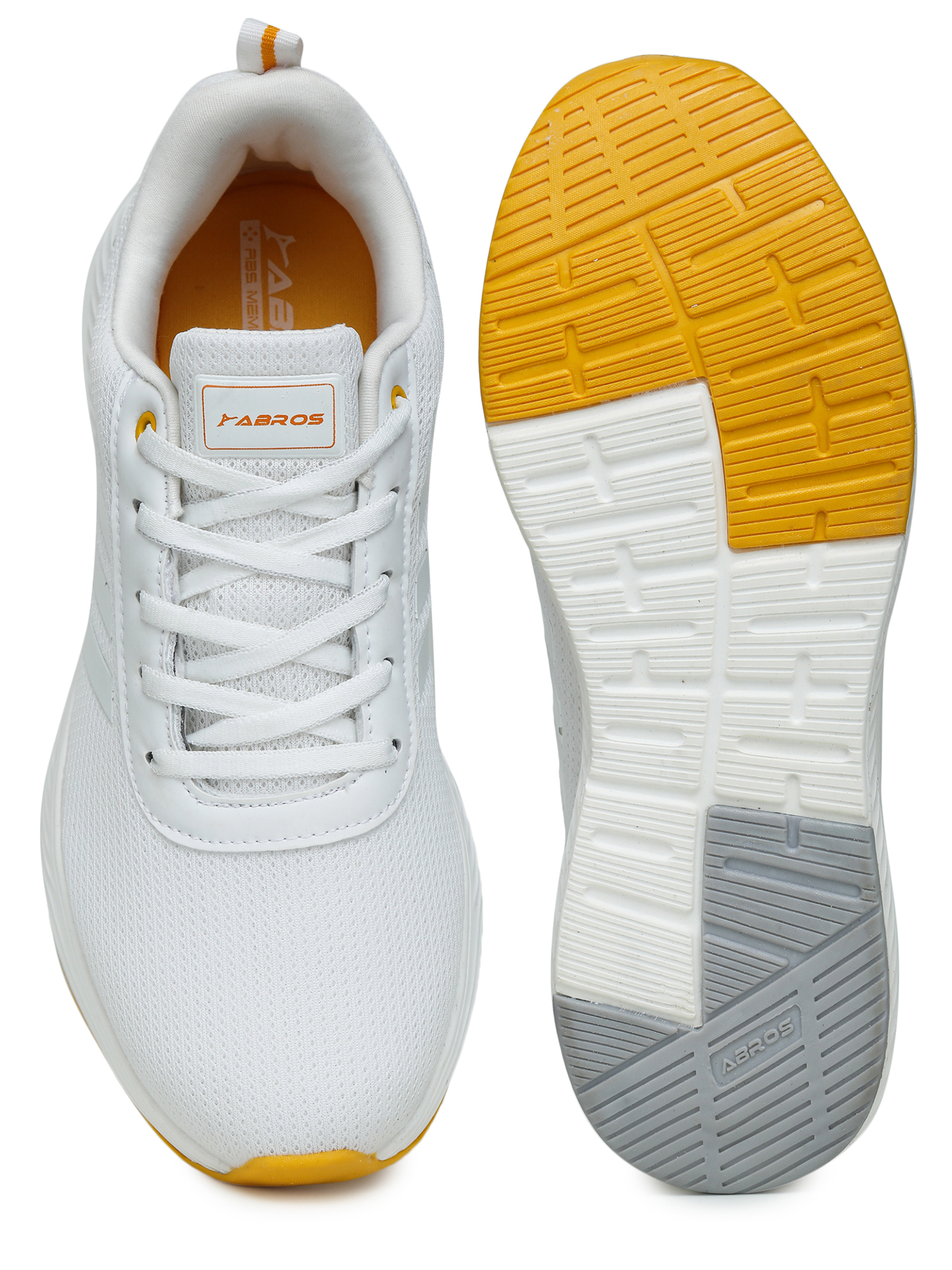 Abros Men White and Mustard Prime Pro Running Sports Shoes (5)
