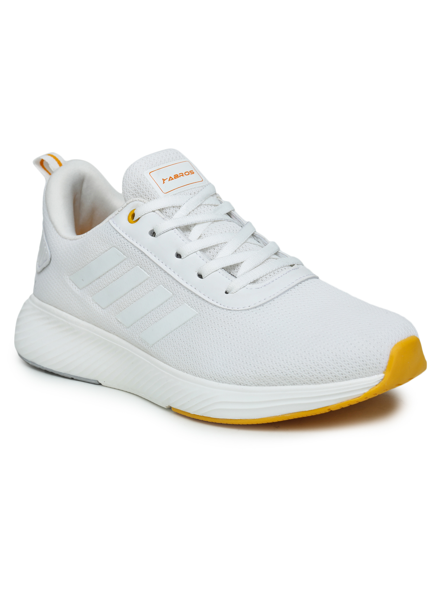 Abros Men White and Mustard Prime Pro Running Sports Shoes (2)
