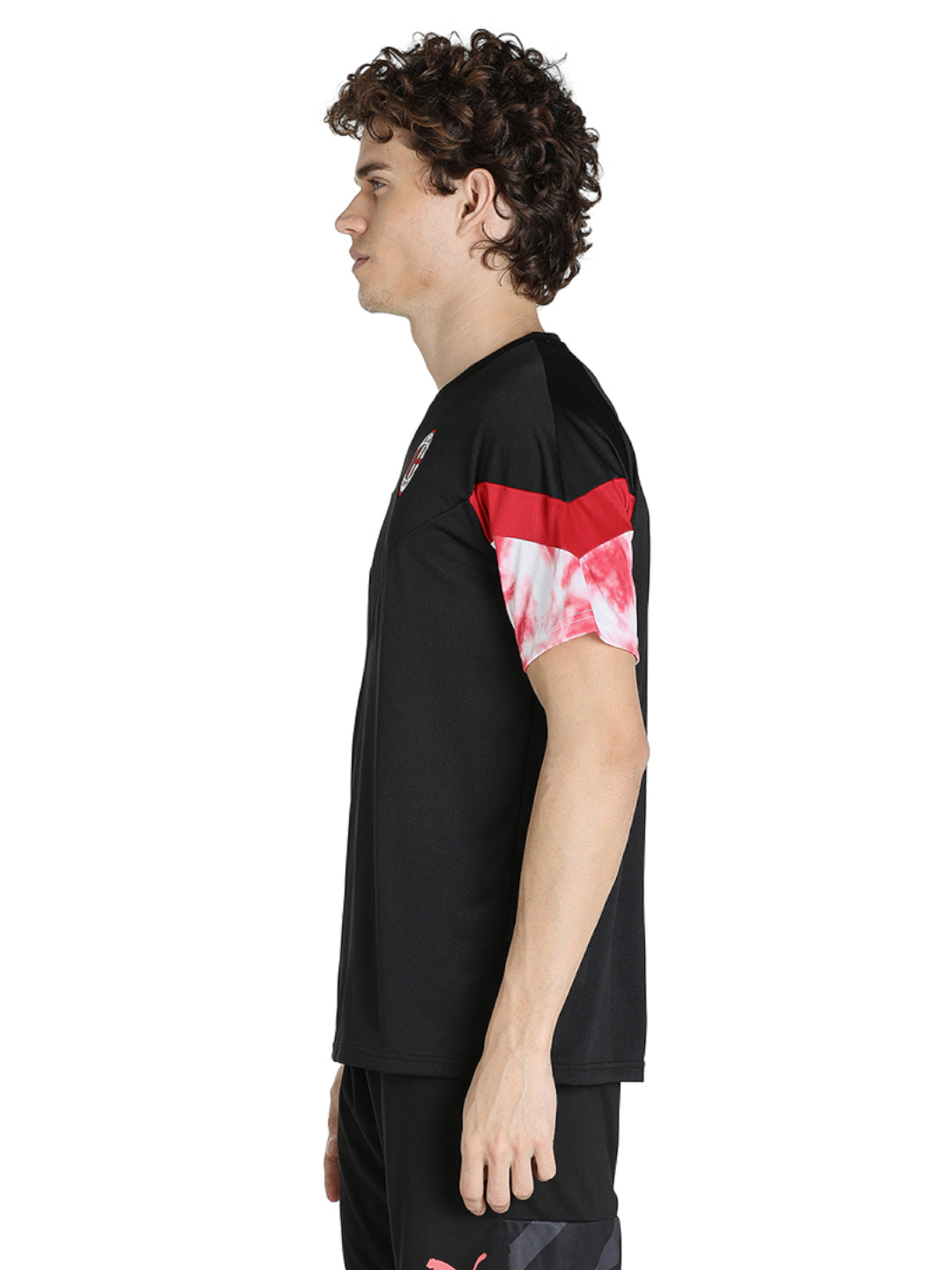 AC Milan Men Black and Red Colourblocked Half Sleeves Round Neck Polyester Iconic T-Shirt (2)
