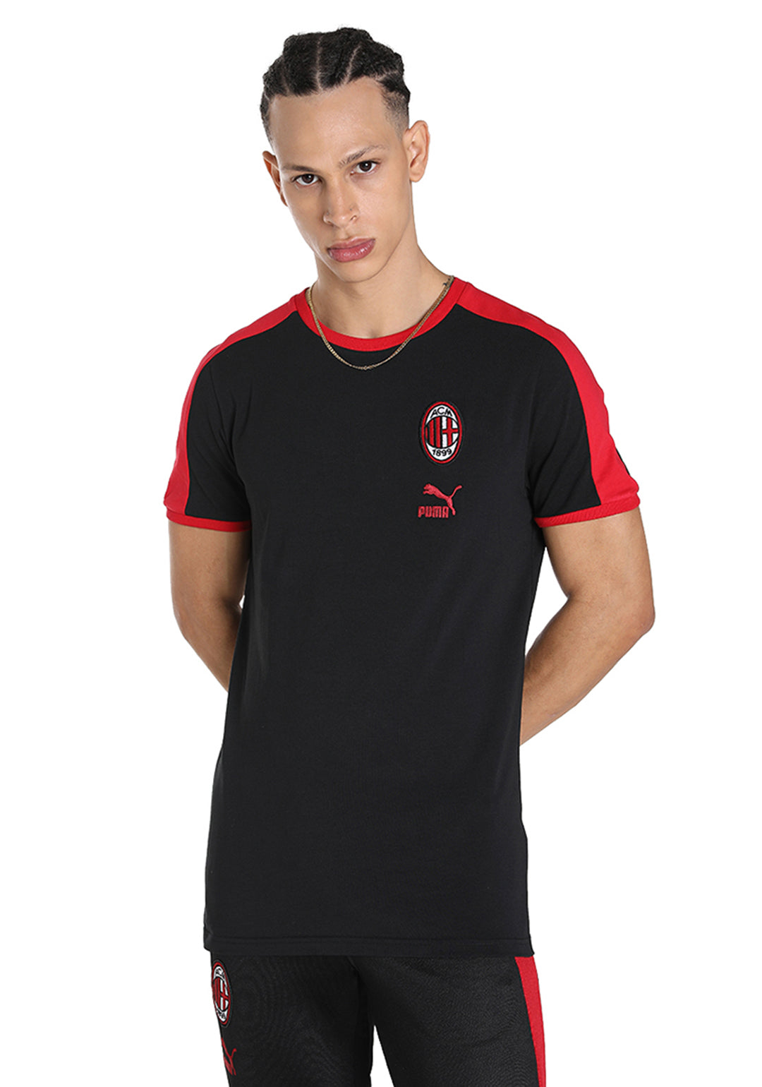 Men Black and Red Logo Printed Half Sleeves Round Neck Cotton Heritage T-Shirt