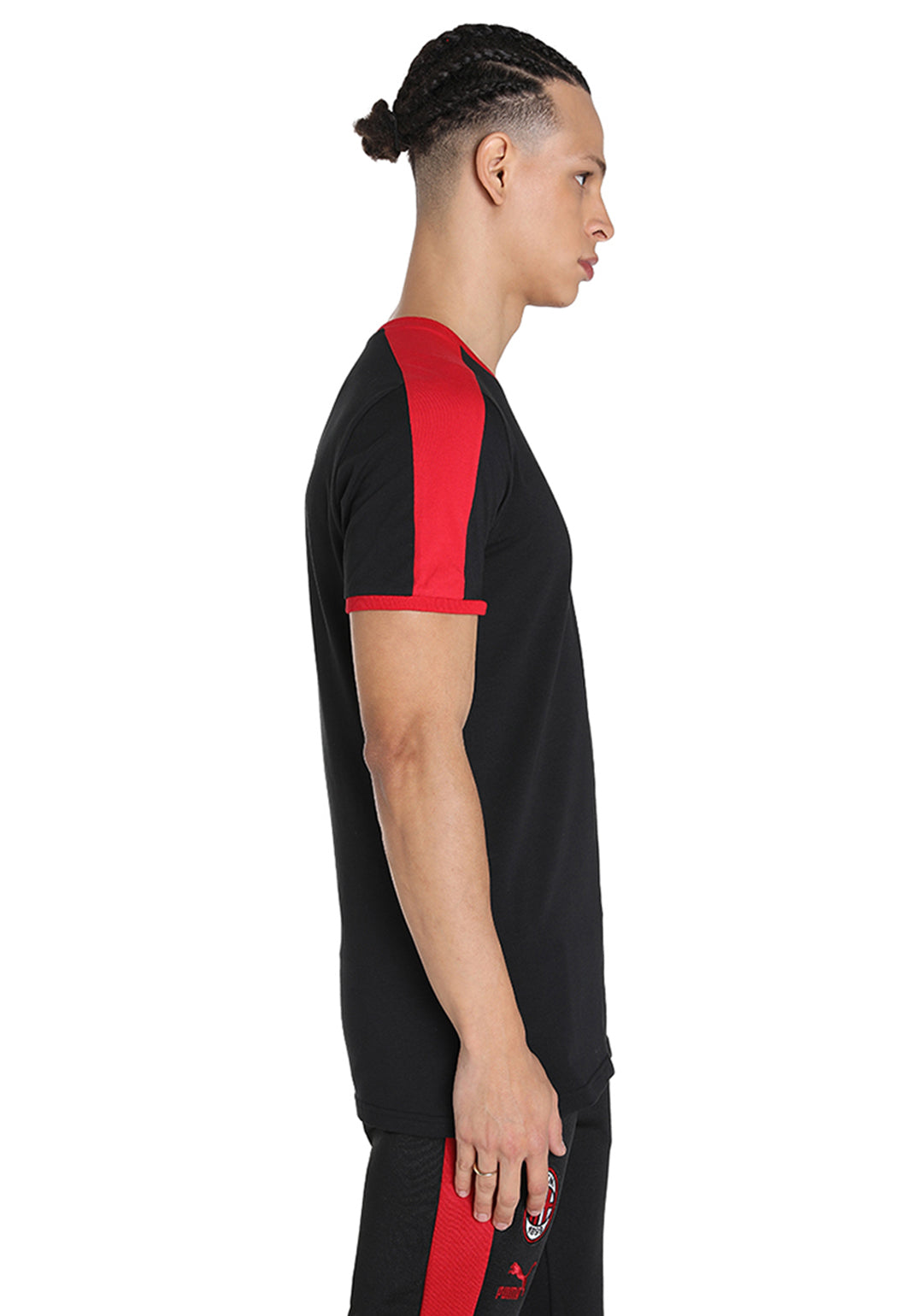 AC Milan Men Black and Red Logo Printed Half Sleeves Round Neck Cotton Heritage T-Shirt (4)
