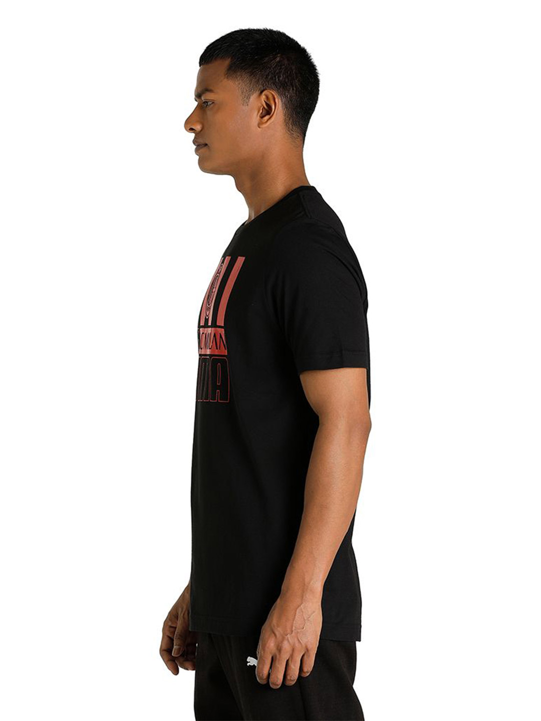 AC Milan Men Black and Red Logo Printed Half Sleeves Round Neck Football Core T-Shirt (2)
