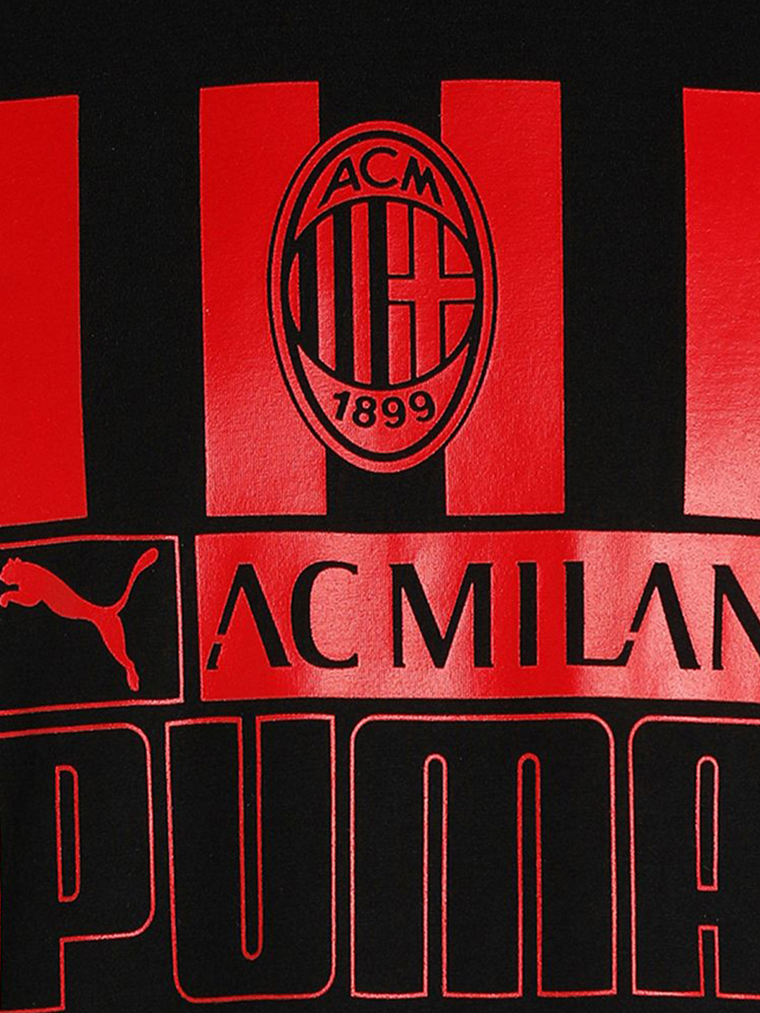 AC Milan Men Black and Red Logo Printed Half Sleeves Round Neck Football Core T-Shirt (6)