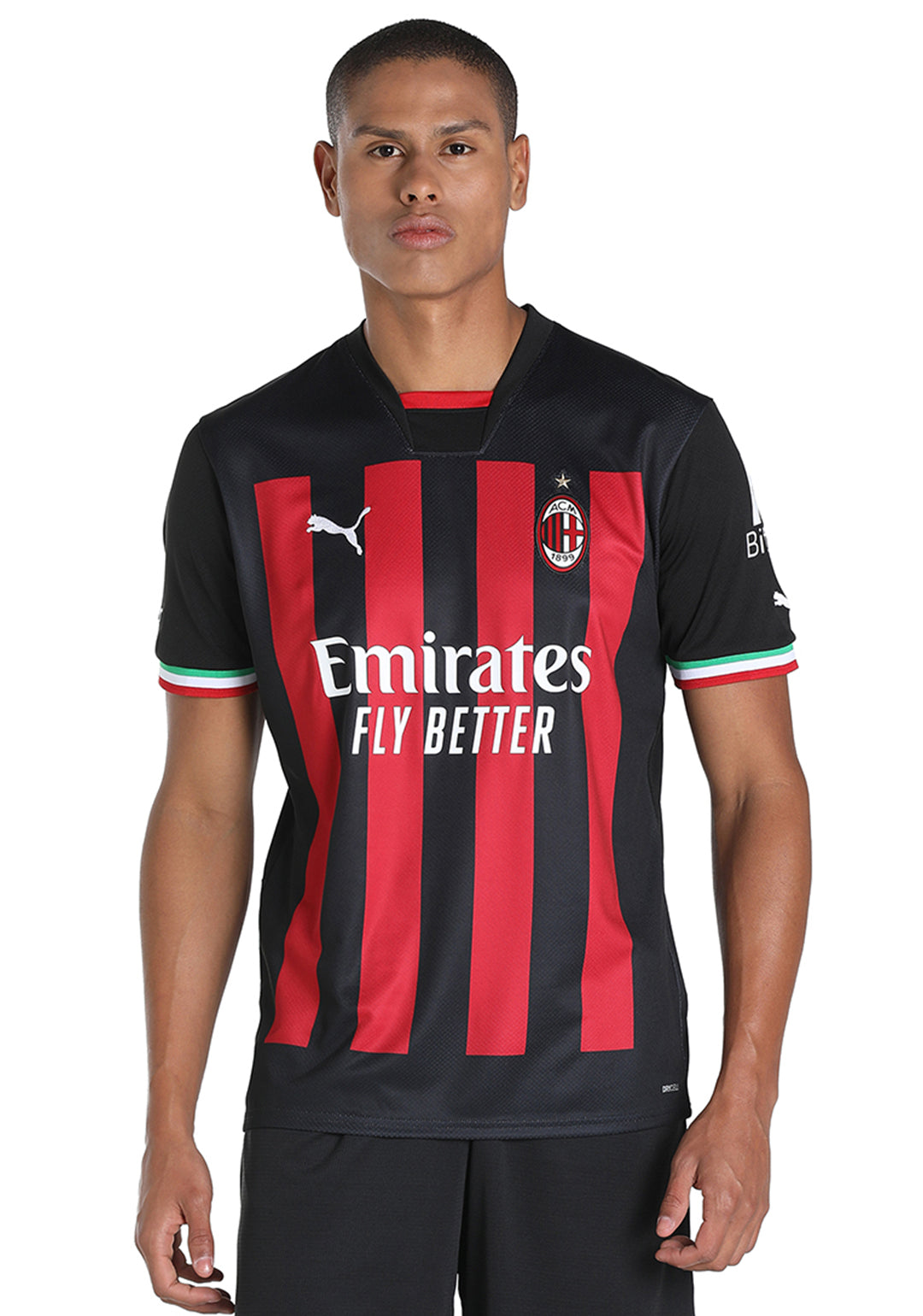 AC Milan Men Black and Red Printed Half Sleeves Round Neck Polyester Replica Jersey (1)