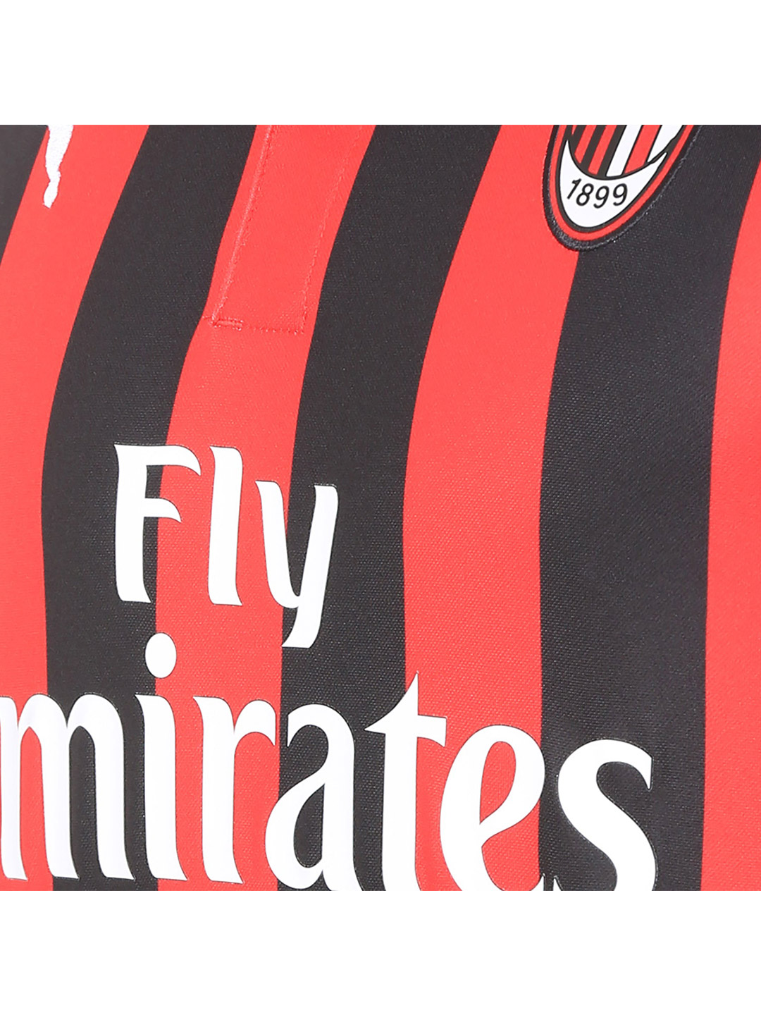 AC Milan Men Black and Red Striped Half Sleeves Polo Collar Replica T-Shirt with Sponsor Logo (6)