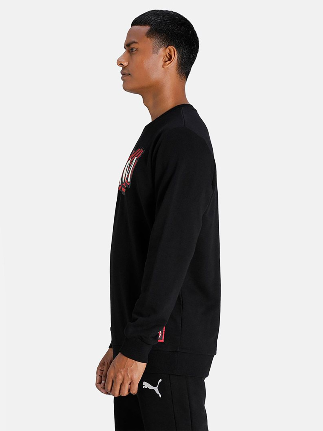 AC Milan Men Black and Red Typography Printed Full Sleeves Round Neck Cotton Sweatshirt (4)