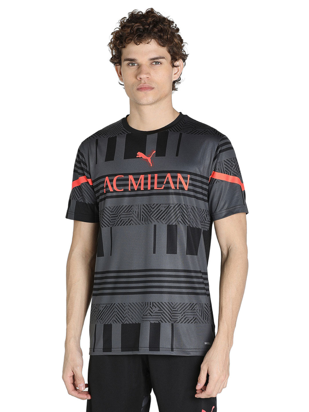 AC Milan Men Black Printed Half Sleeves Round Neck Polyester Pre-match Jersey