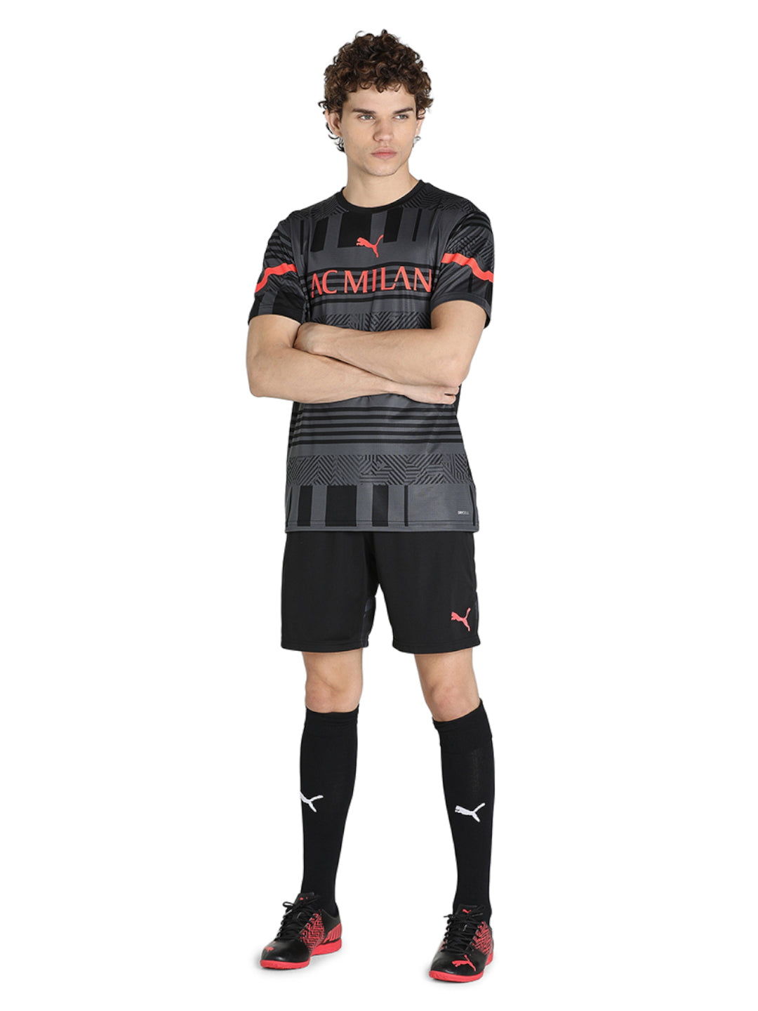 AC Milan Men Black Printed Half Sleeves Round Neck Polyester Pre-match Jersey (5)