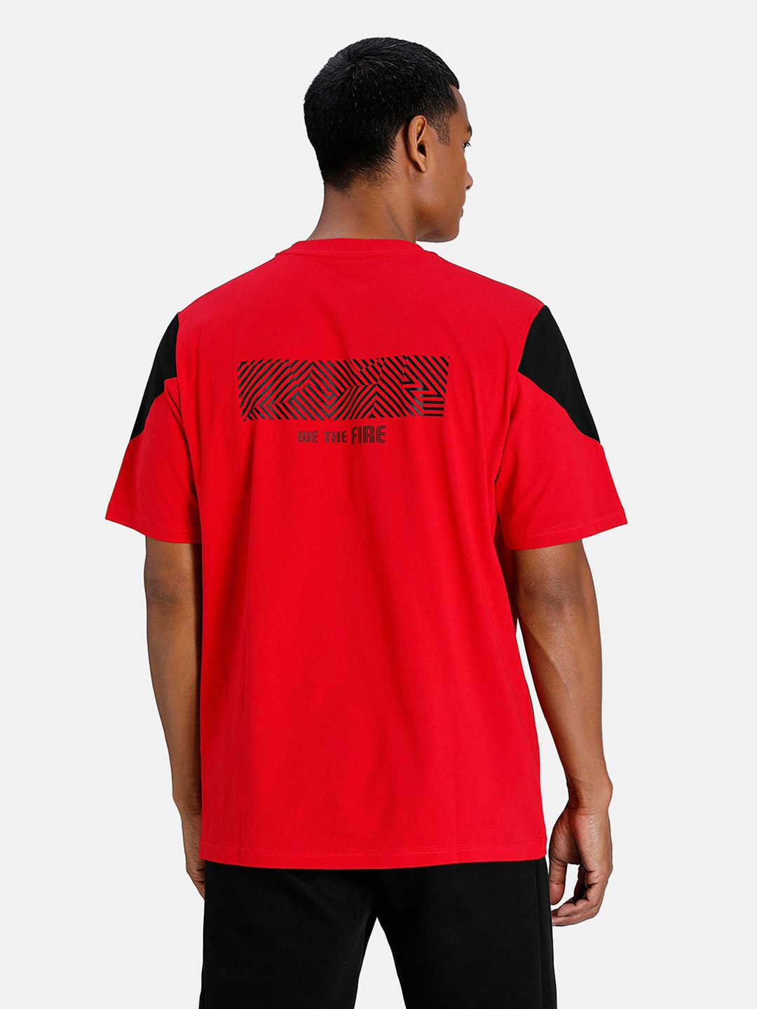 AC Milan Men Red and Black Logo Printed Half Sleeves Round Neck Football Culture T-Shirt (3)