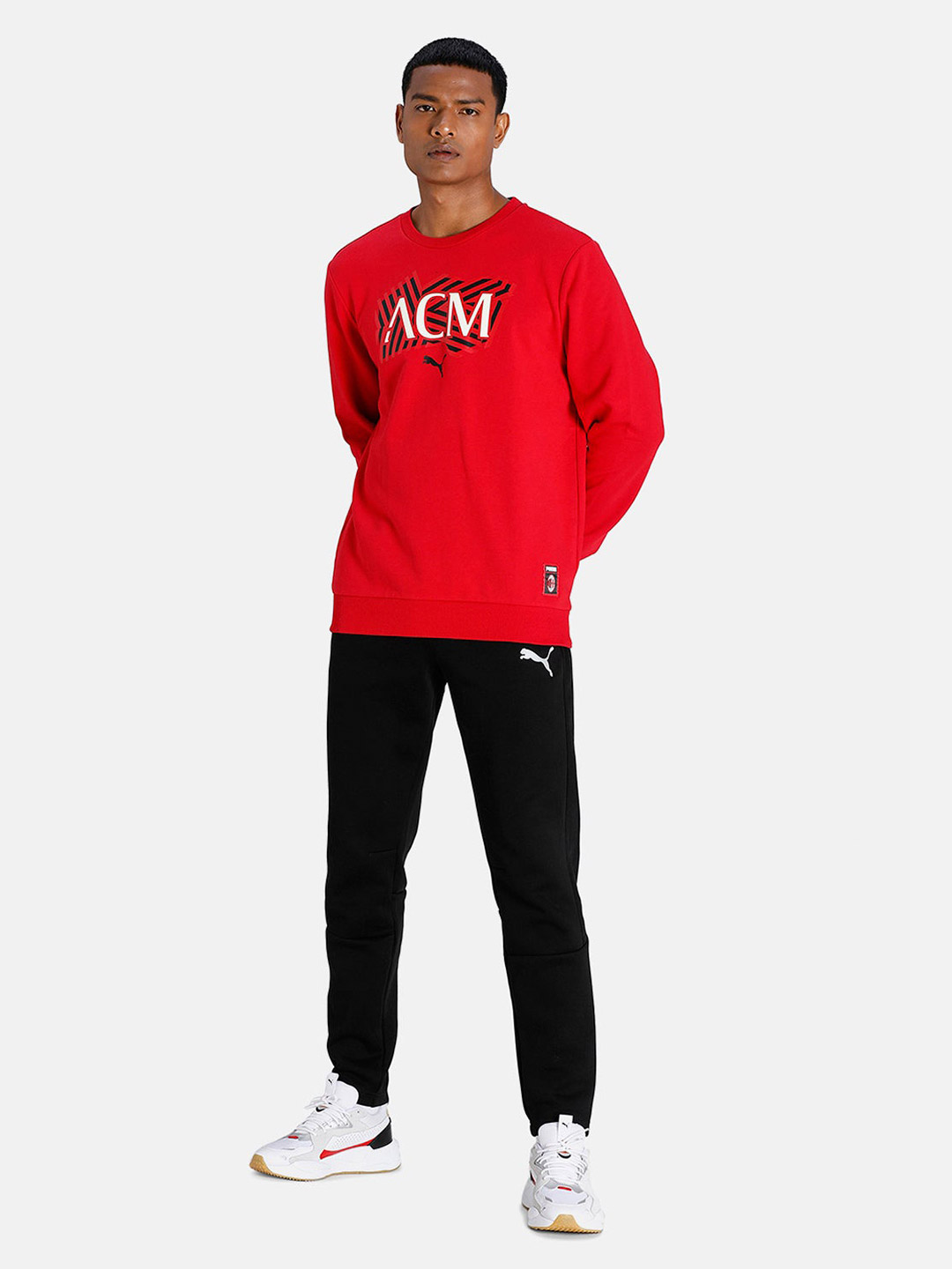 AC Milan Men Red and Black Typography Printed Full Sleeves Round Neck Cotton Sweatshirt (5)
