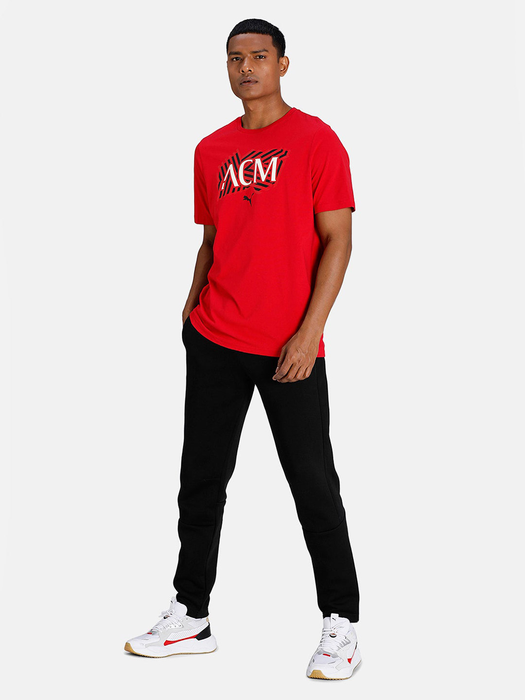 AC Milan Men Red and Black Typography Printed Half Sleeves Round Neck Football Core T-Shirt (5)