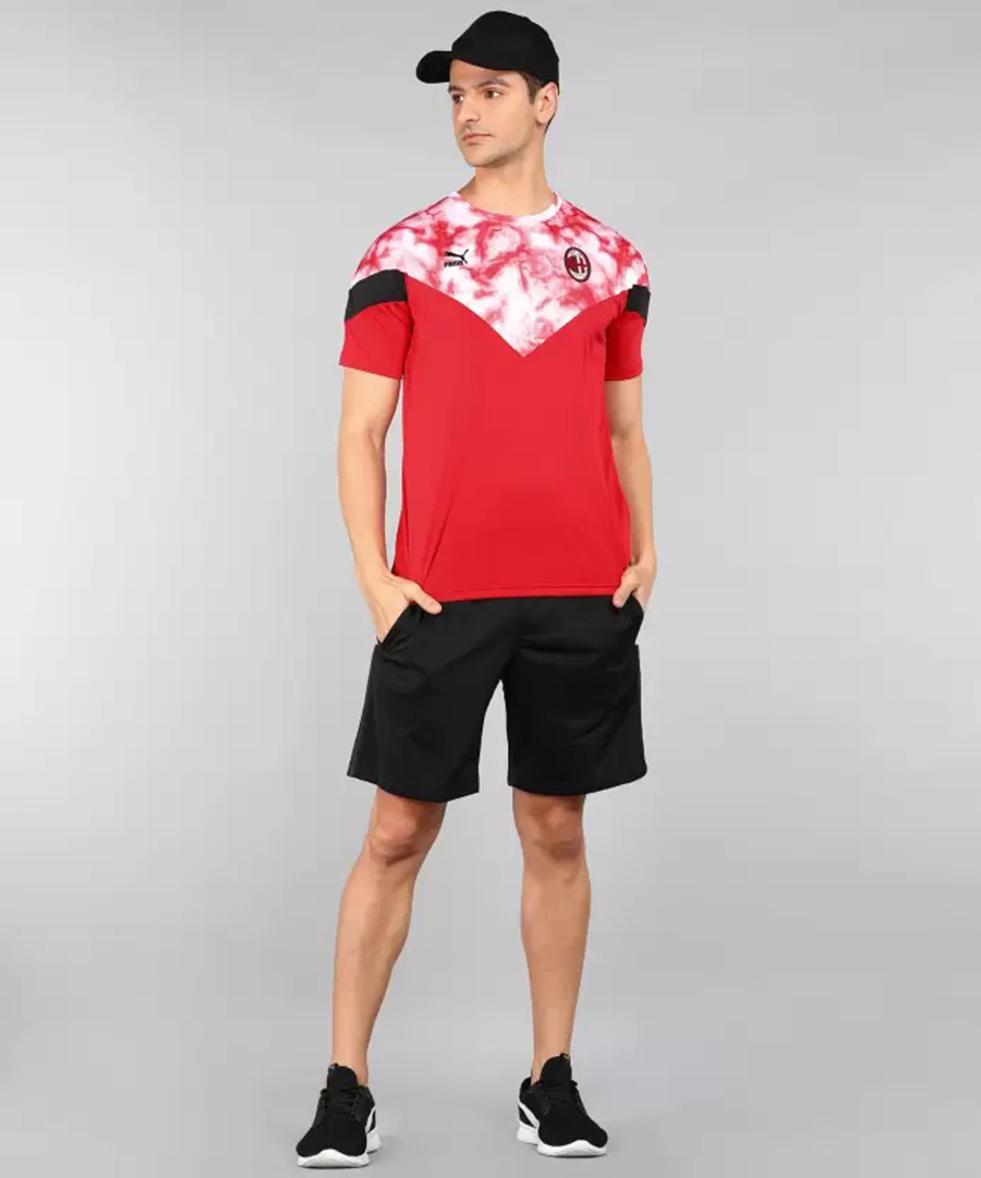 AC Milan Men Red Colourblocked Half Sleeves Round Neck Polyester Iconic T-Shirt (1)
