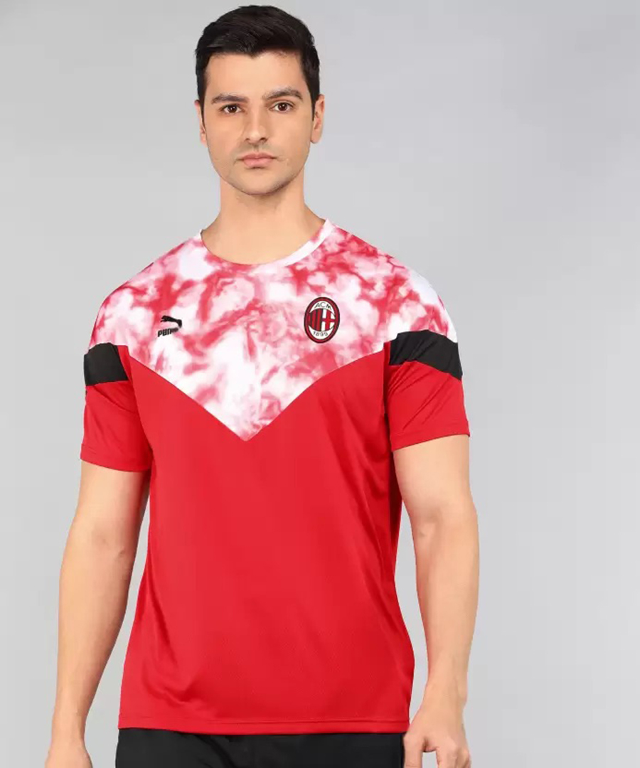 AC Milan Men Red Colourblocked Half Sleeves Round Neck Polyester Iconic T-Shirt (2)