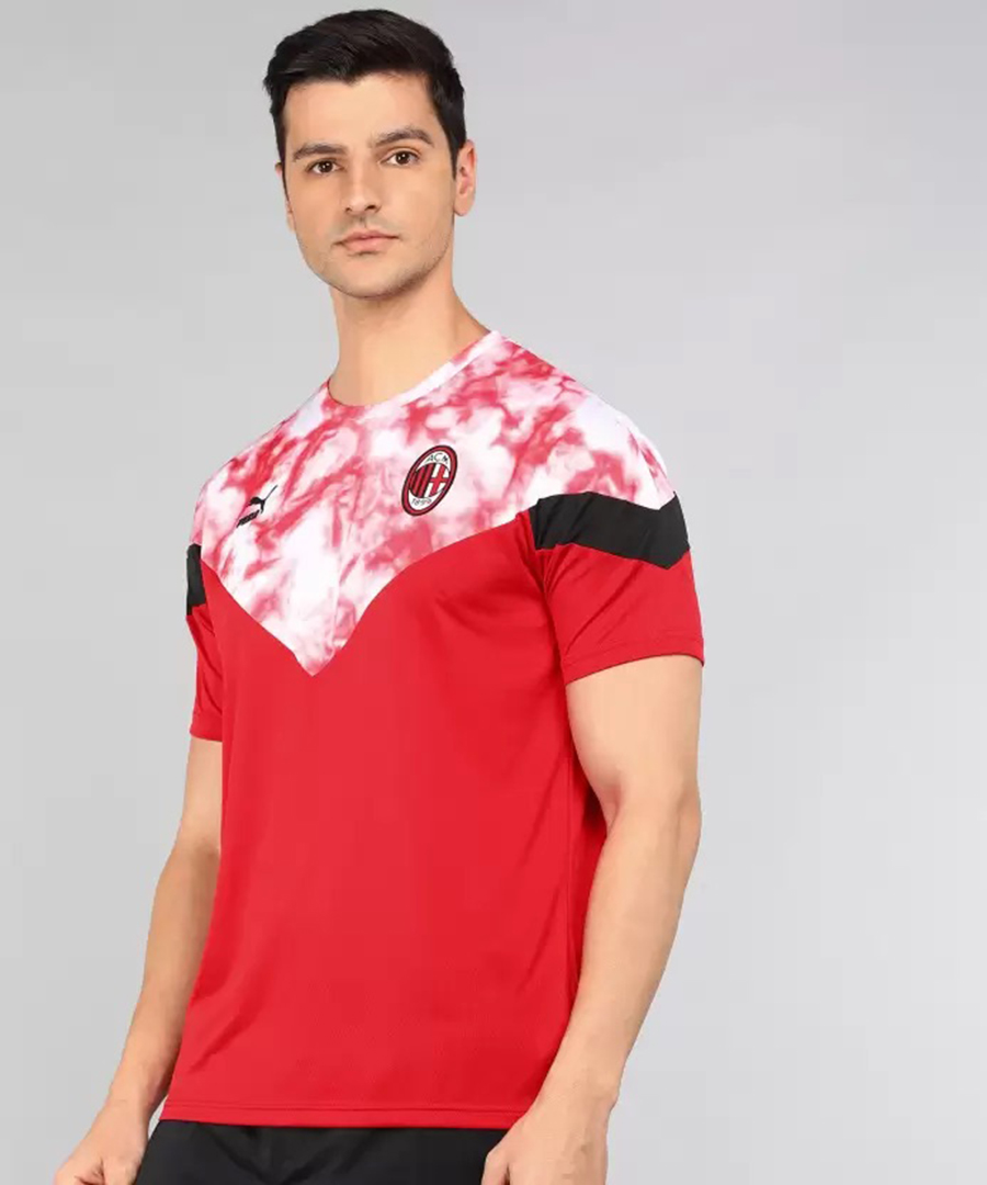 AC Milan Men Red Colourblocked Half Sleeves Round Neck Polyester Iconic T-Shirt (3)