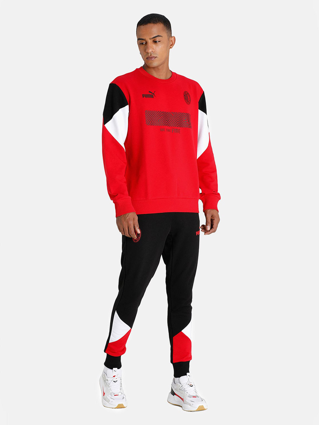 AC Milan Men Red Printed Full Sleeves Round Neck Cotton Football Sweatshirt (5)