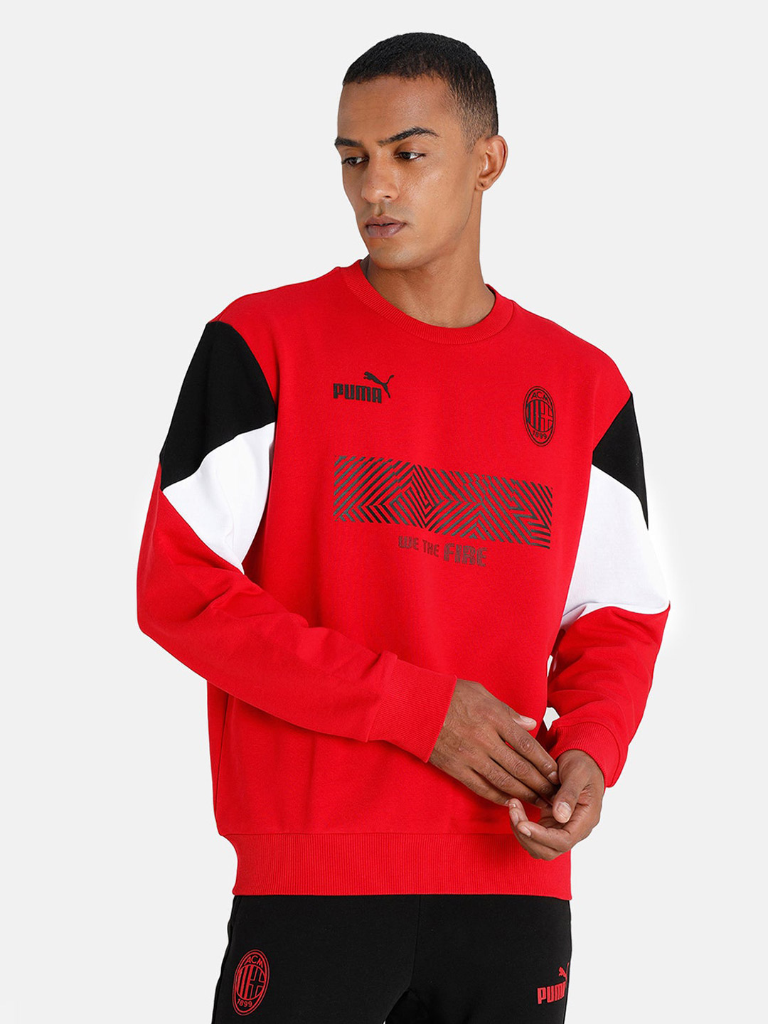 AC Milan Men Red Printed Full Sleeves Round Neck Cotton Football Sweatshirt (1)