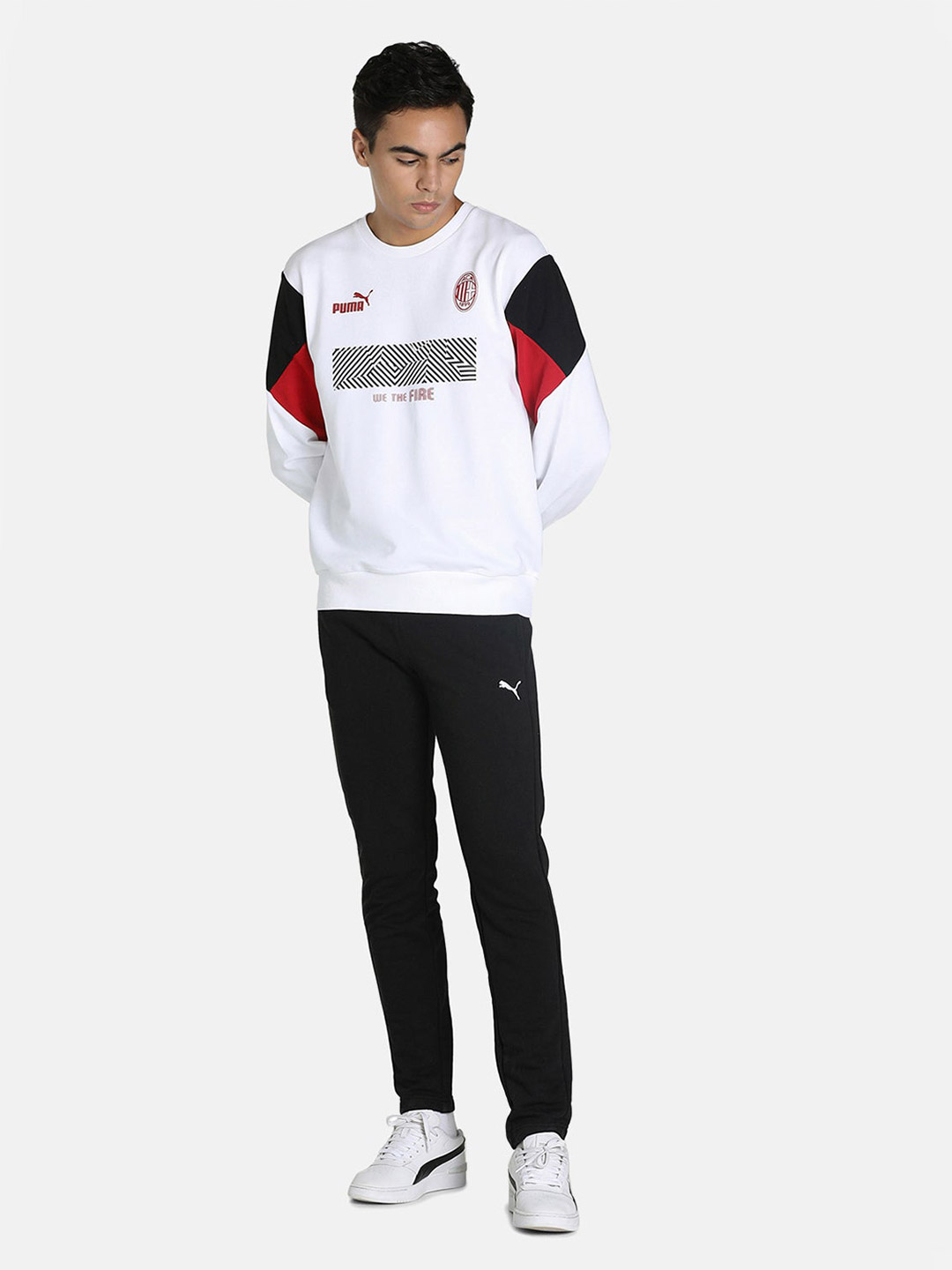 AC Milan Men White and Red Printed Full Sleeves Round Neck Cotton Football Sweatshirt (1)