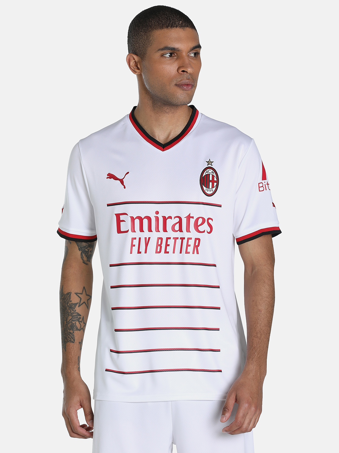 AC Milan Men White Away Replica Polyester Jersey (1)