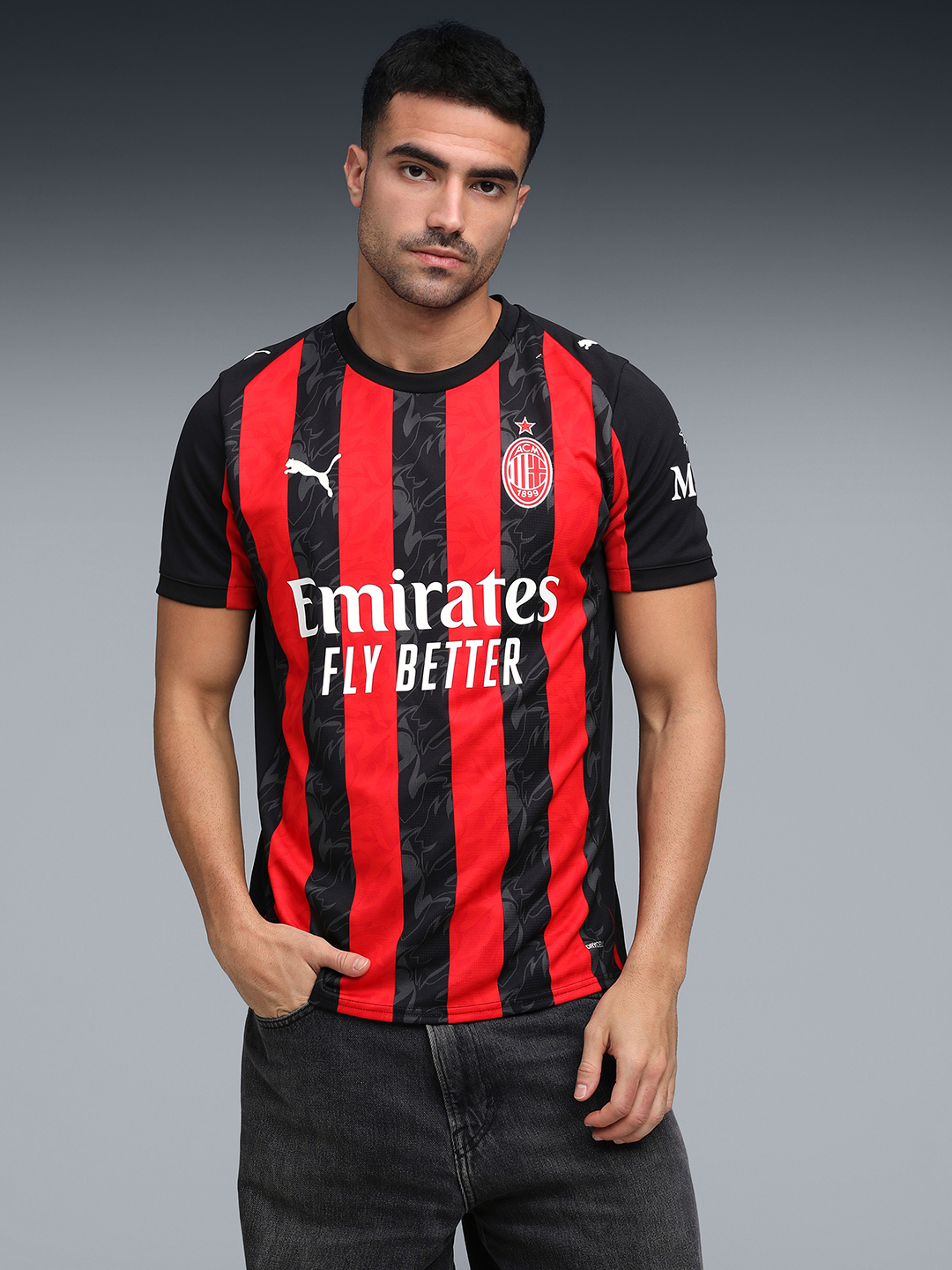 AC Milan Official 25/26 Home Replica Moisture-Control Football Jersey for Men