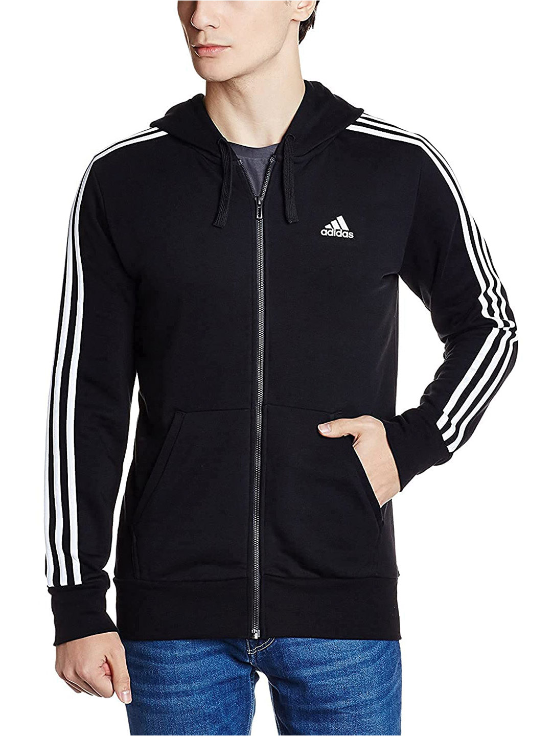 Adidas Adidas Mens Black Regular Fit Hoodie Jacket (1)
