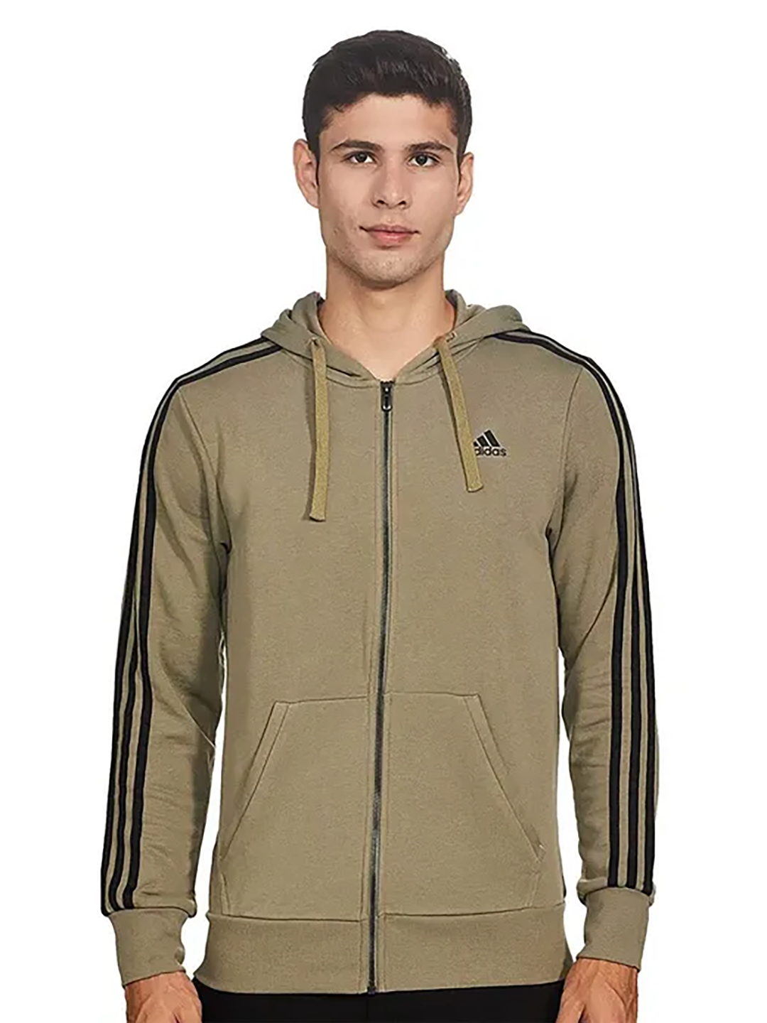 Adidas Adidas Mens Khaki Regular Fit Hoodie Jacket (1)
