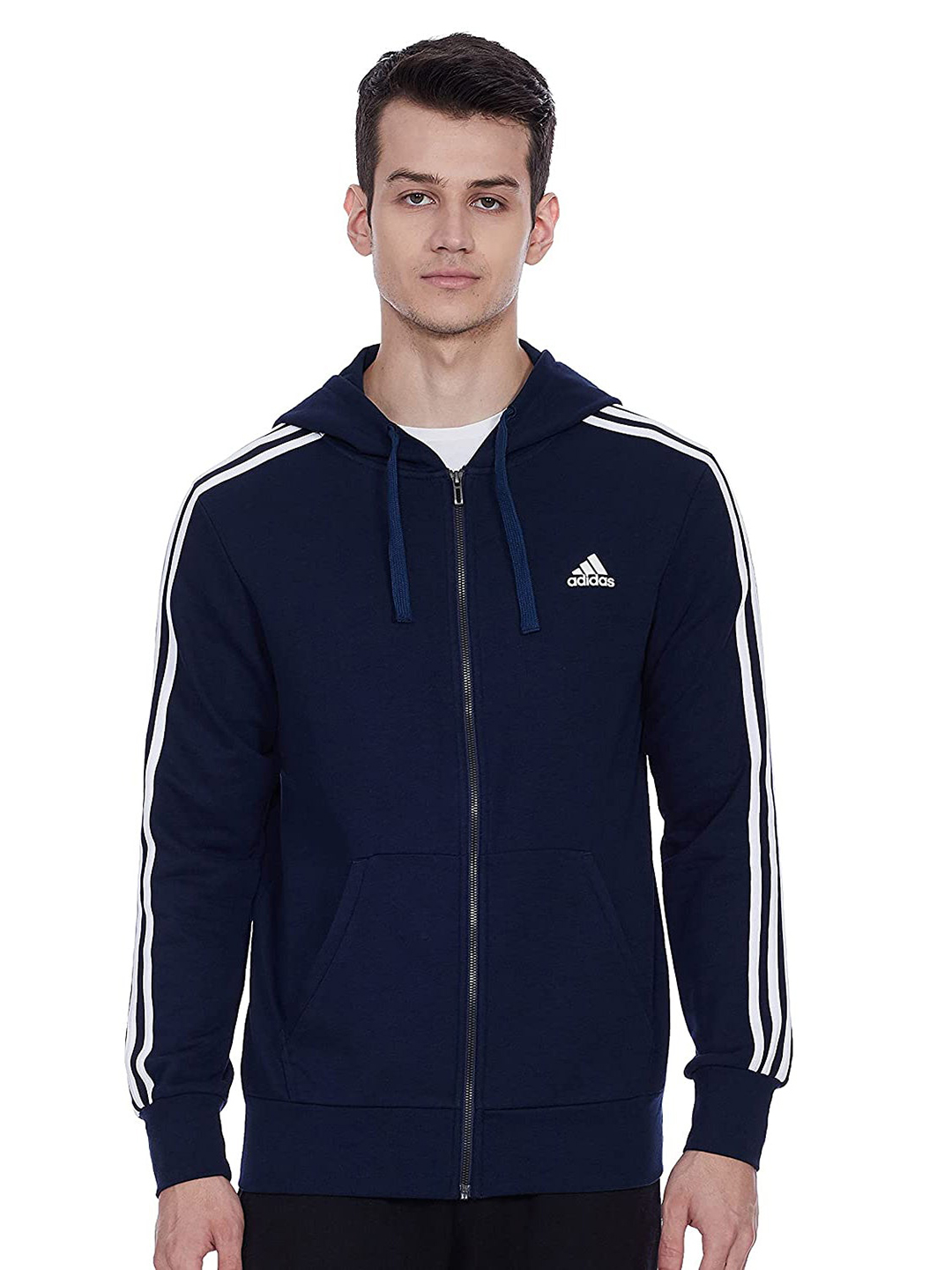 Adidas Adidas Mens Navy Regular Fit Hoodie Jacket (1)