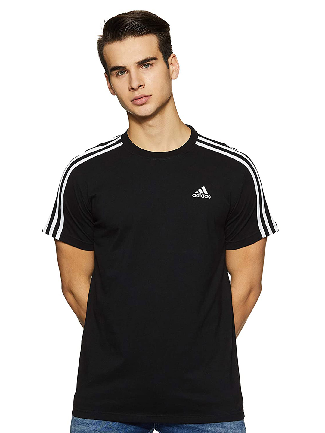 Adidas Men Black and White Polo Collar Short Sleeves T-Shirt (1)