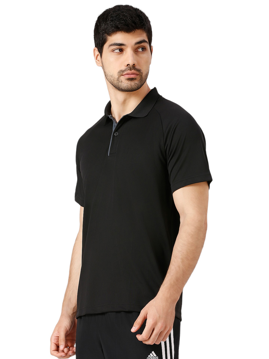 Adidas Men Black Solid Half Sleeves Corp CL Polo Collar T-Shirt (2)