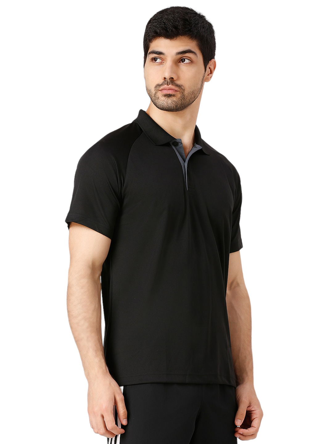 Adidas Men Black Solid Half Sleeves Corp CL Polo Collar T-Shirt (3)