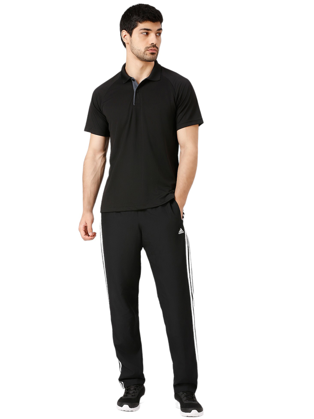 Adidas Men Black Solid Half Sleeves Corp CL Polo Collar T-Shirt (6)