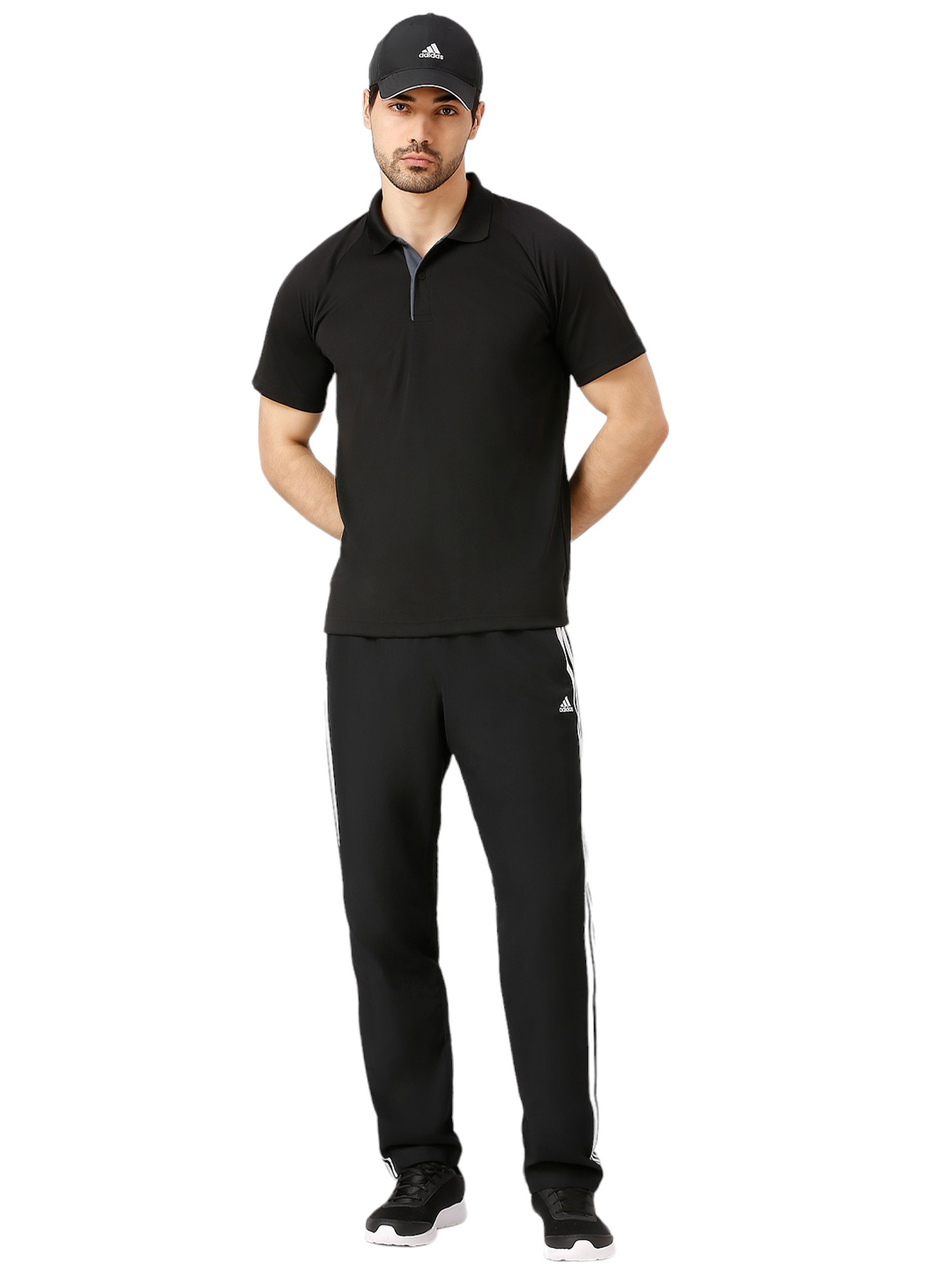 Adidas Men Black Solid Half Sleeves Corp CL Polo Collar T-Shirt (7)