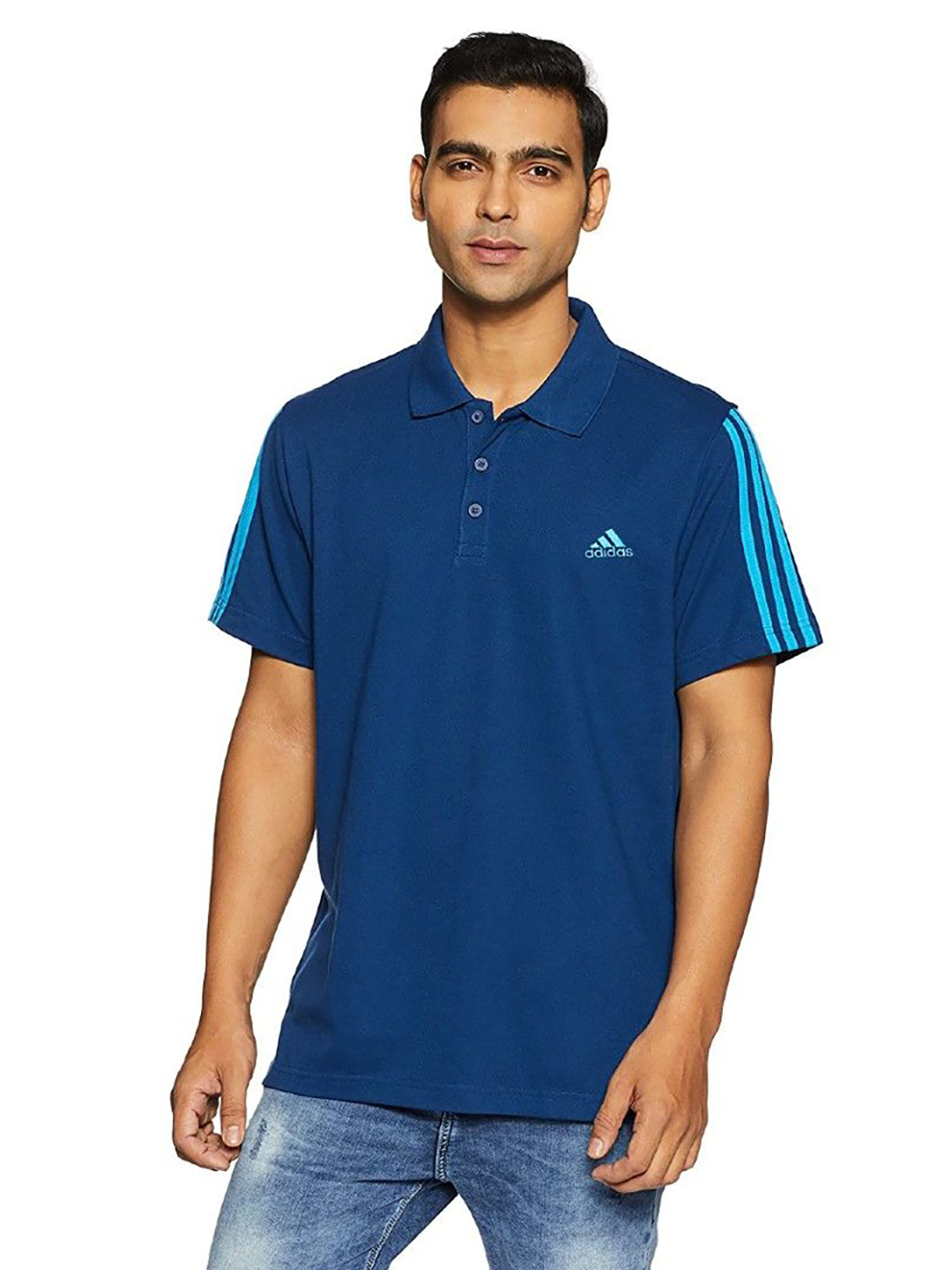 Adidas Men Blue Polo Collar Short Sleeves T-Shirt (1)