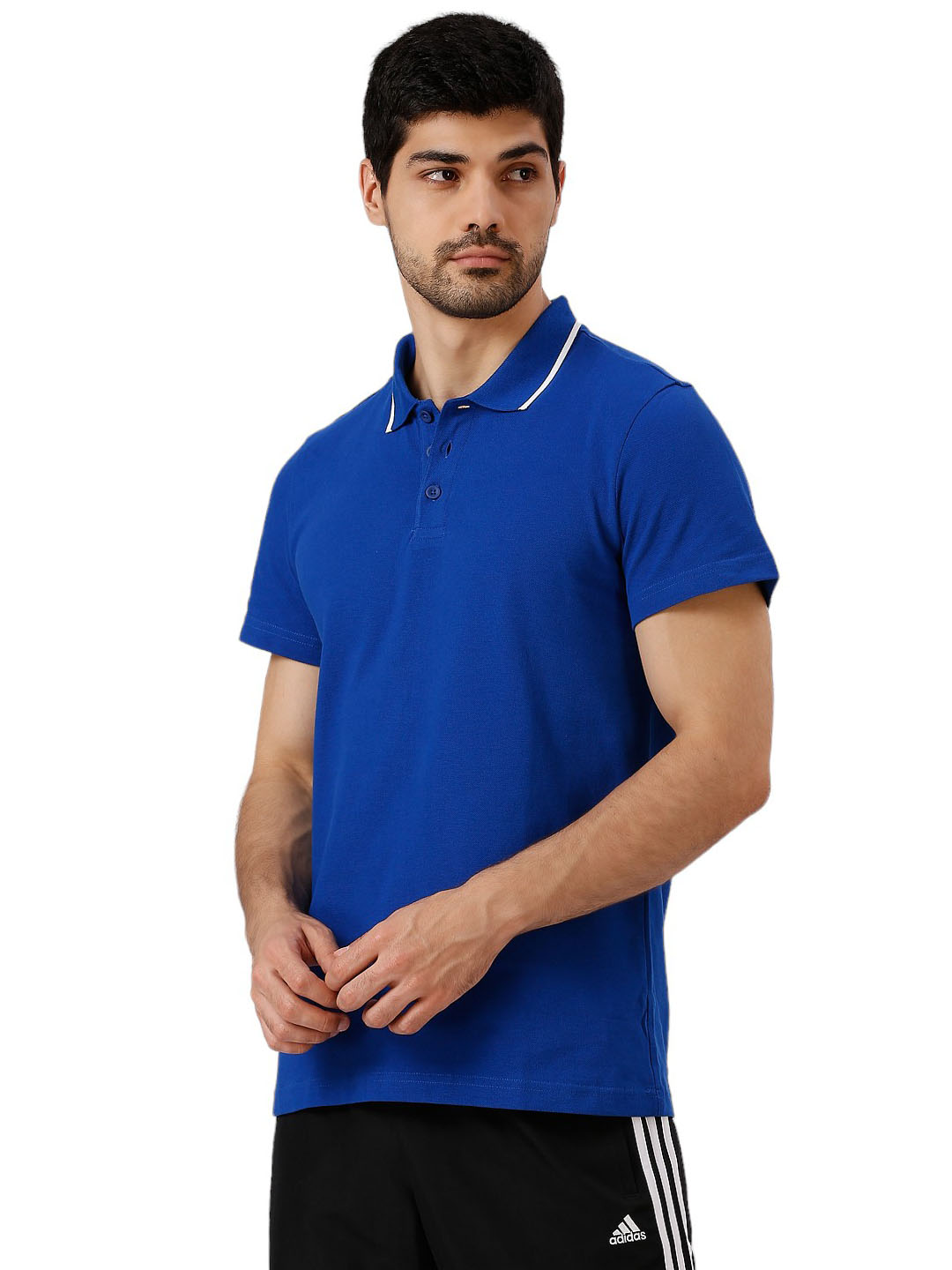 Adidas Men Blue Solid Half Sleeves Base Cor Polo Collar T-Shirt (2)