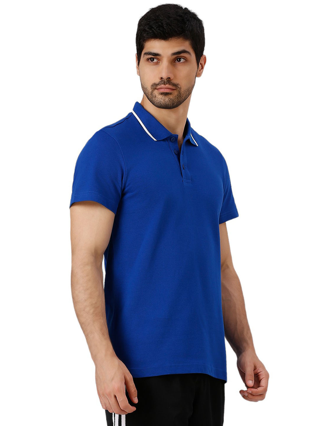 Adidas Men Blue Solid Half Sleeves Base Cor Polo Collar T-Shirt (3)