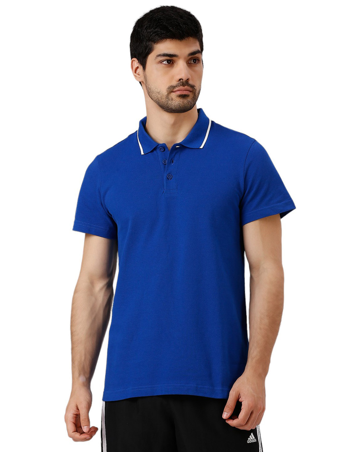 Adidas Men Blue Solid Half Sleeves Base Cor Polo Collar T-Shirt (1)