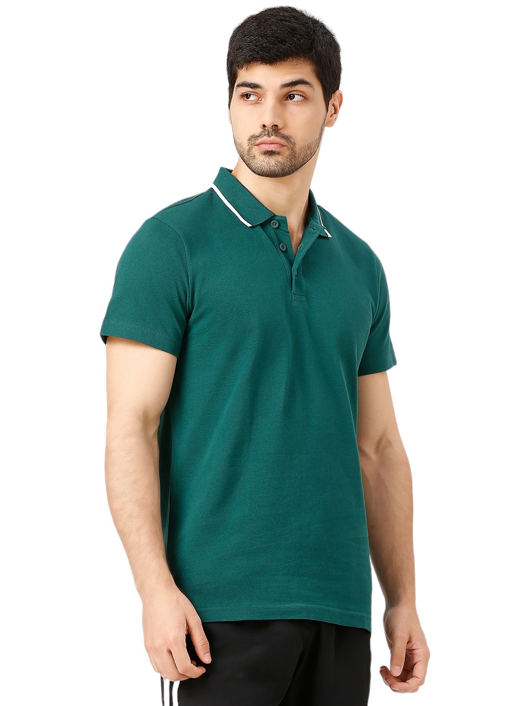 Adidas Men Green Solid Half Sleeves Base Cor Polo Collar T-Shirt (3)