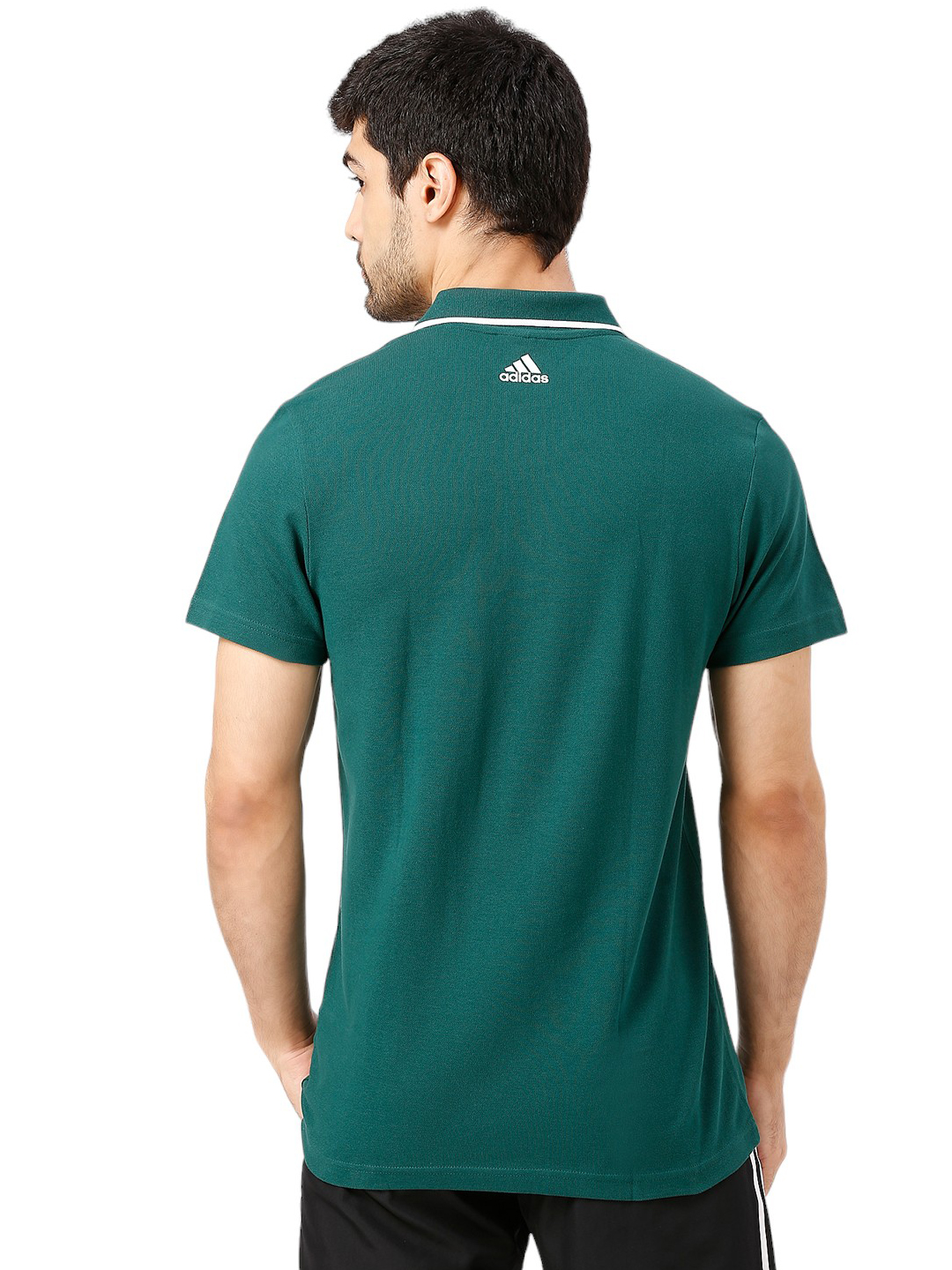 Adidas Men Green Solid Half Sleeves Base Cor Polo Collar T-Shirt (4)