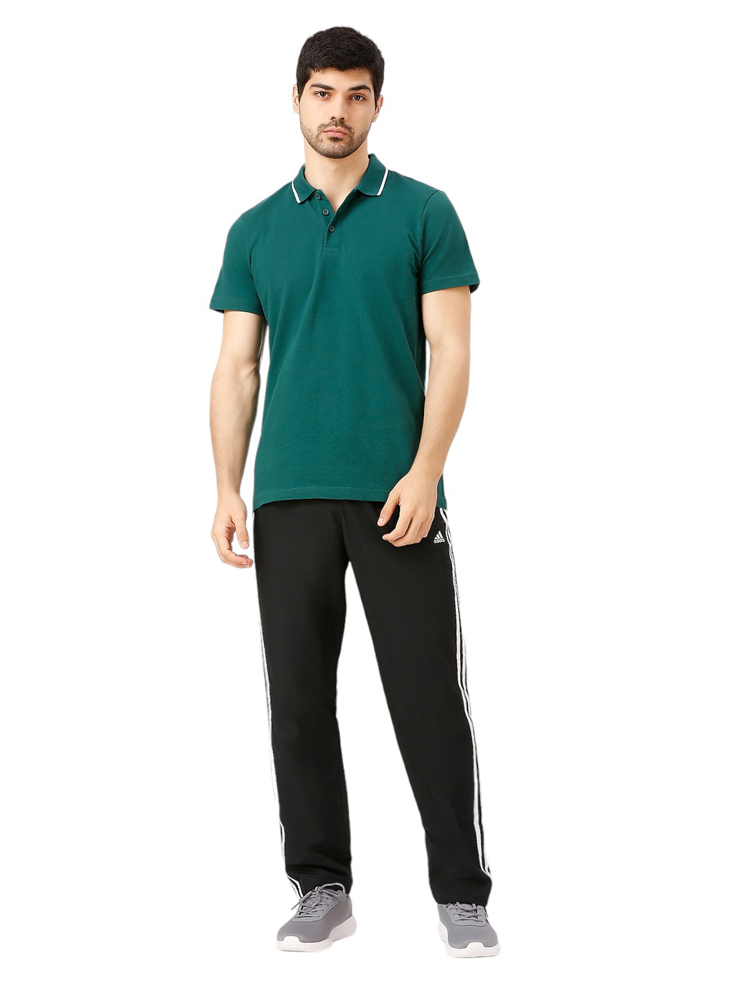 Adidas Men Green Solid Half Sleeves Base Cor Polo Collar T-Shirt (6)