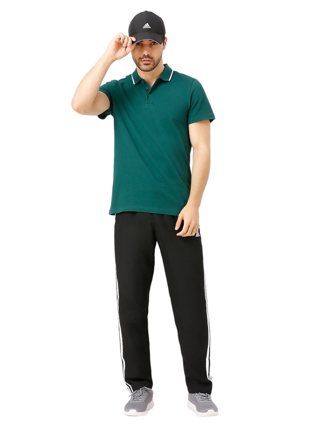 Adidas Men Green Solid Half Sleeves Base Cor Polo Collar T-Shirt (7)