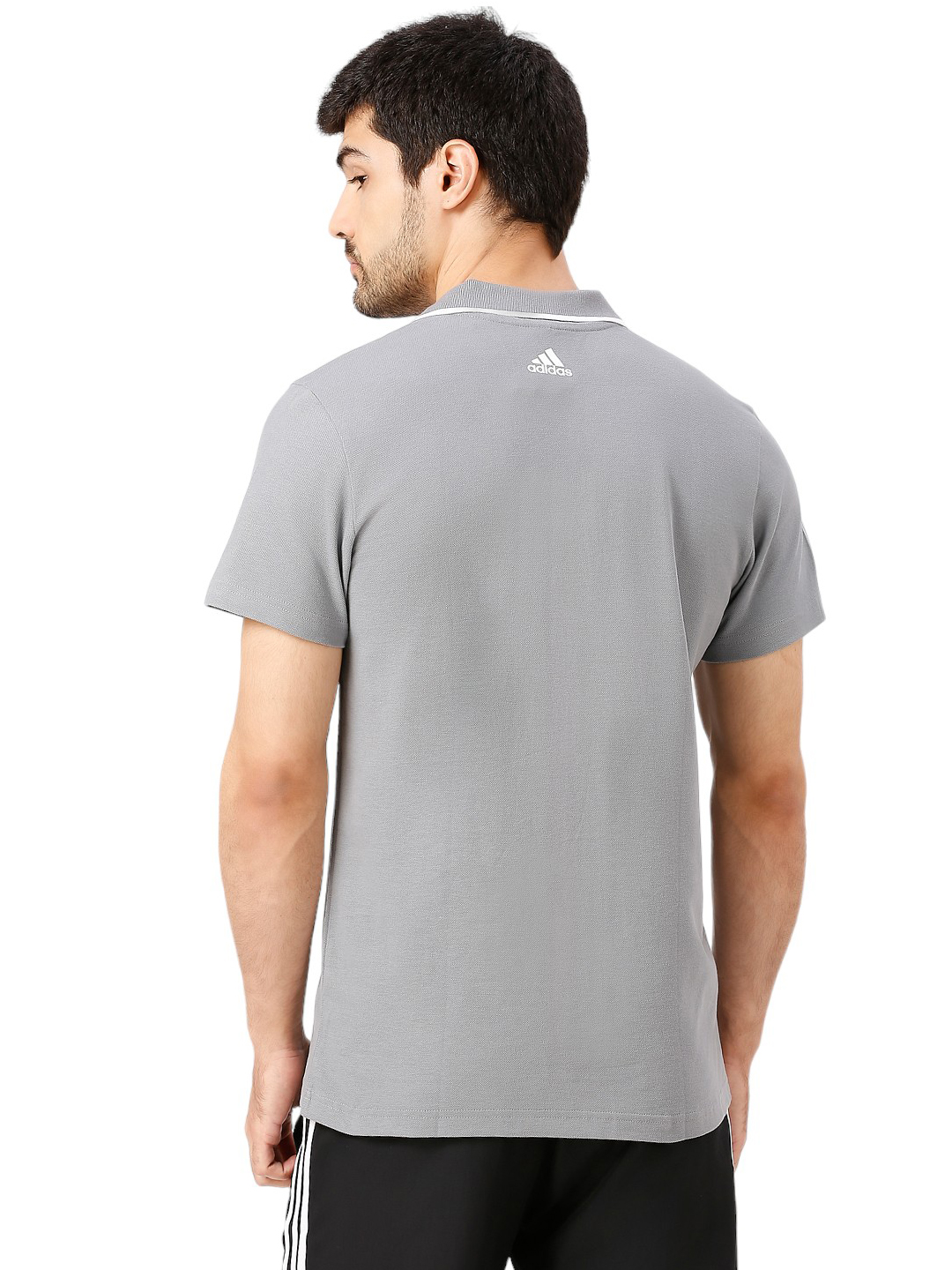 Adidas Men Grey Solid Half Sleeves Base Cor Polo Collar T-Shirt (4)