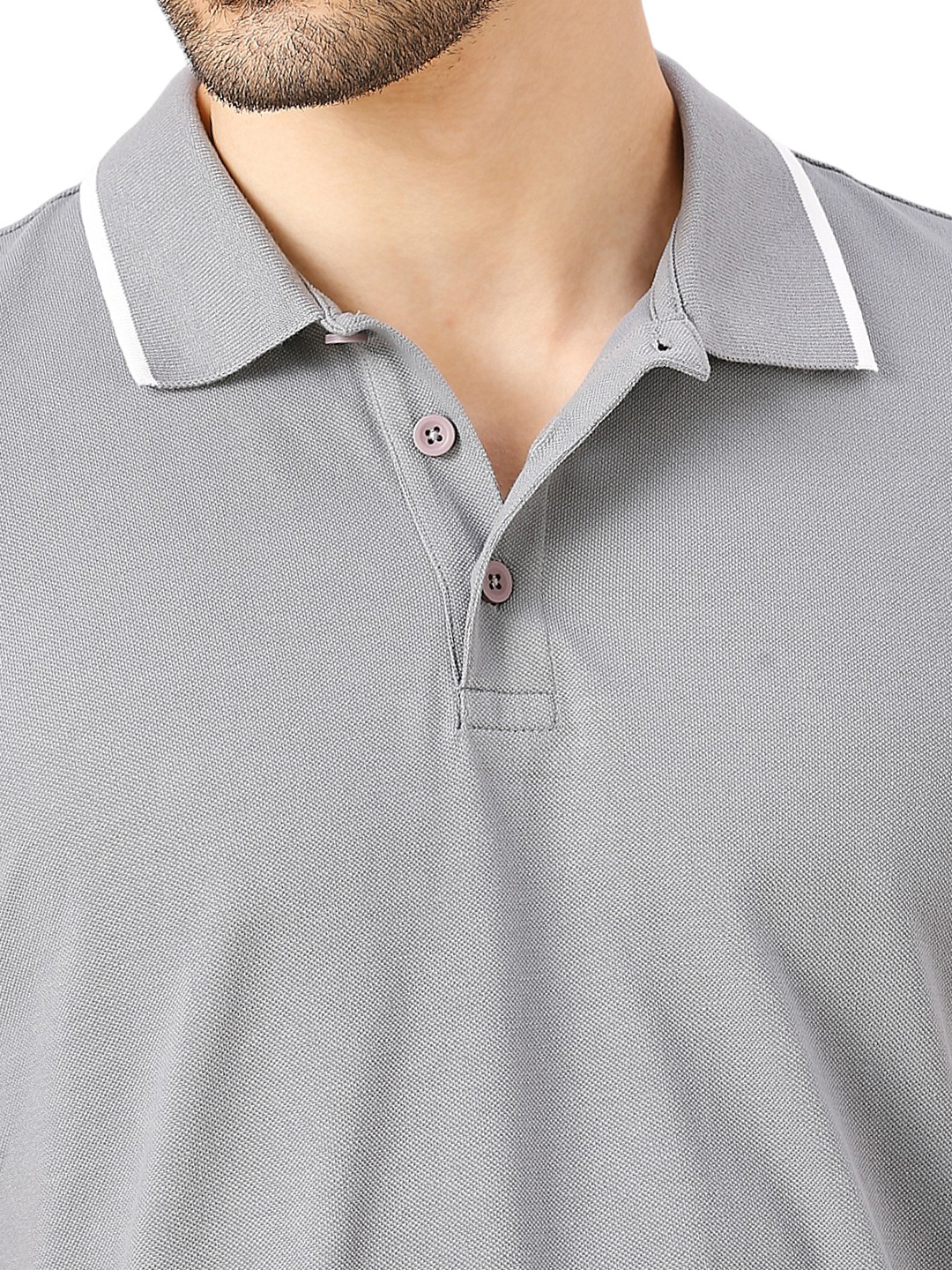 Adidas Men Grey Solid Half Sleeves Base Cor Polo Collar T-Shirt (5)