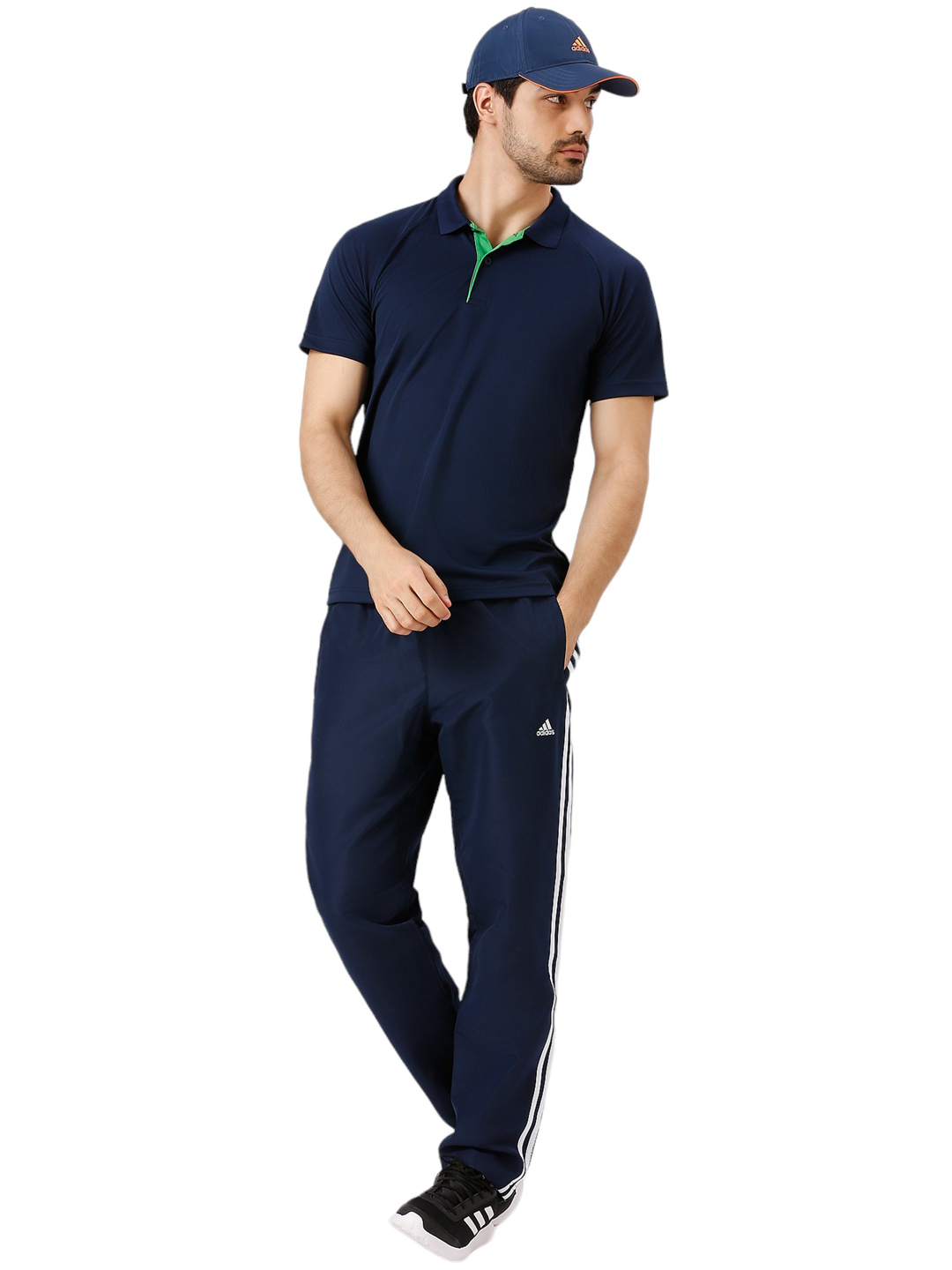 Adidas Men Navy Blue Solid Half Sleeves Corp CL Polo Collar T-Shirt (6)