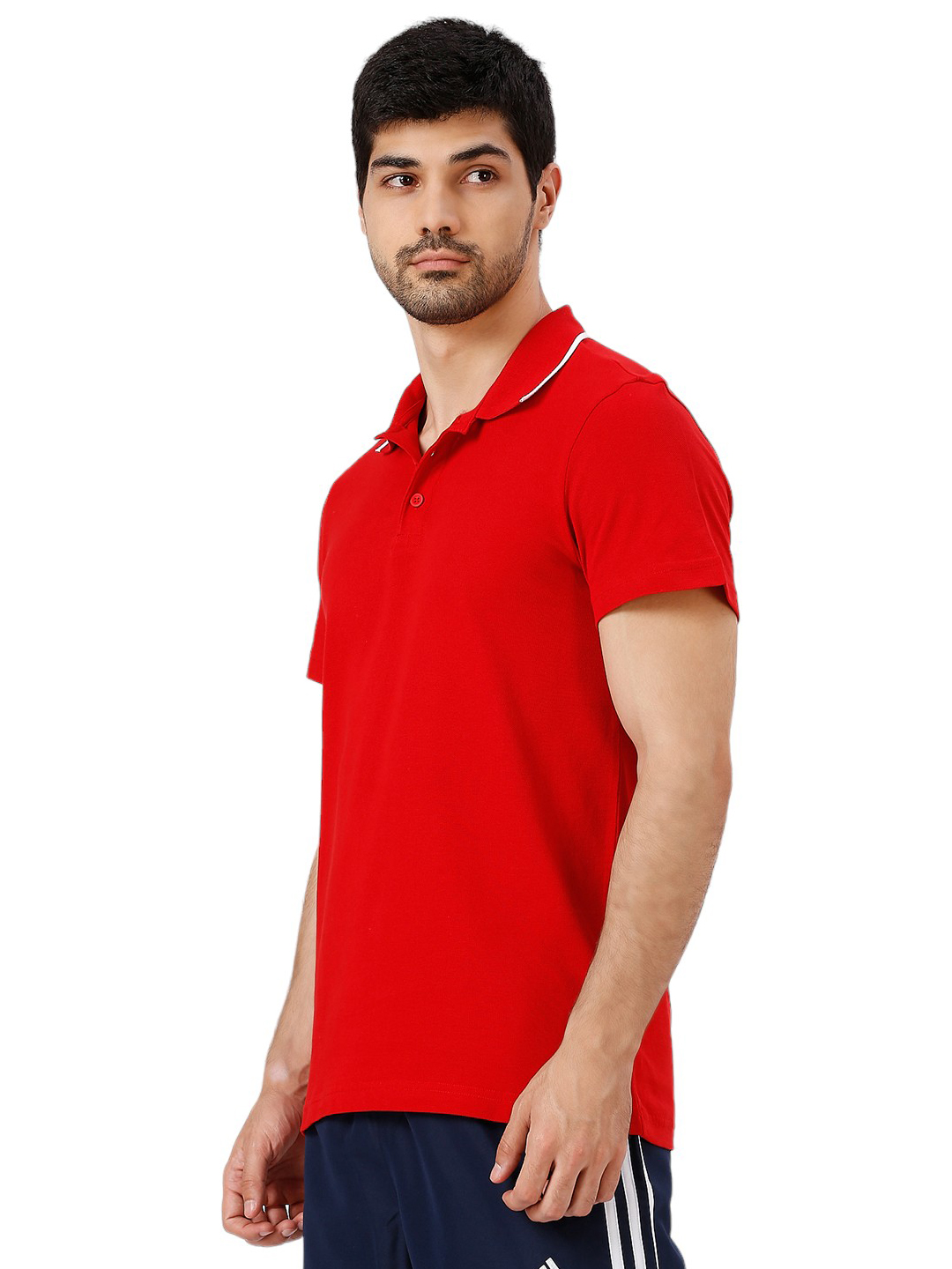 Adidas Men Red Solid Half Sleeves Base Cor Polo Collar T-Shirt (2)