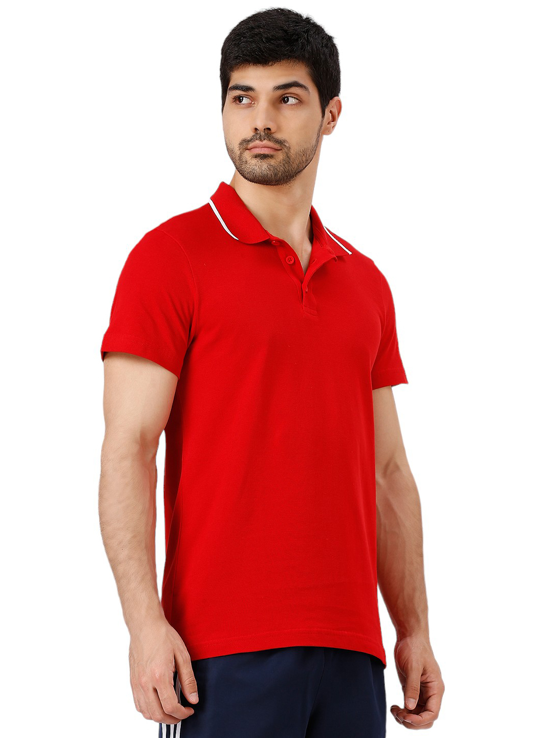Adidas Men Red Solid Half Sleeves Base Cor Polo Collar T-Shirt (3)